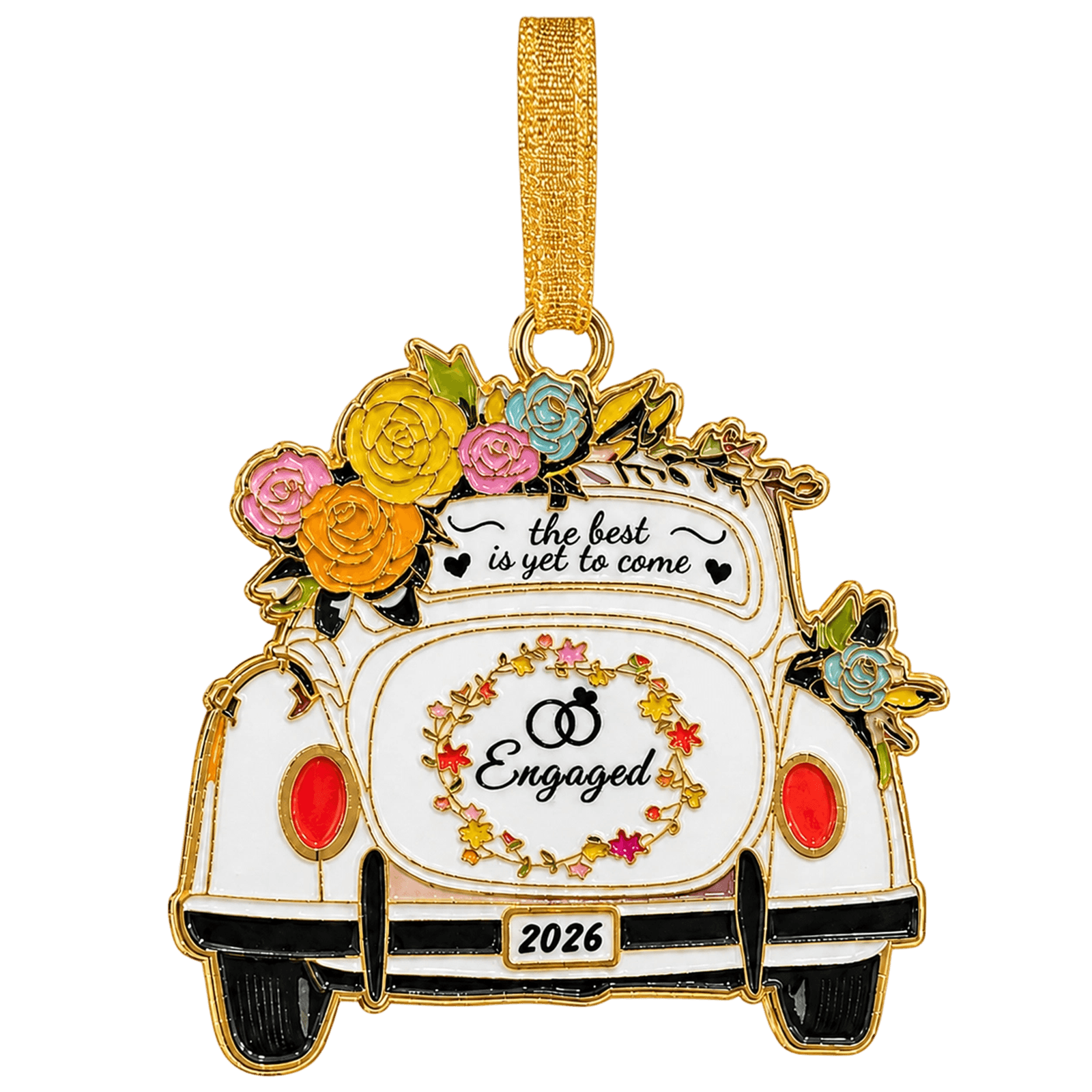 Engaged 2026 Vintage Car Ornament