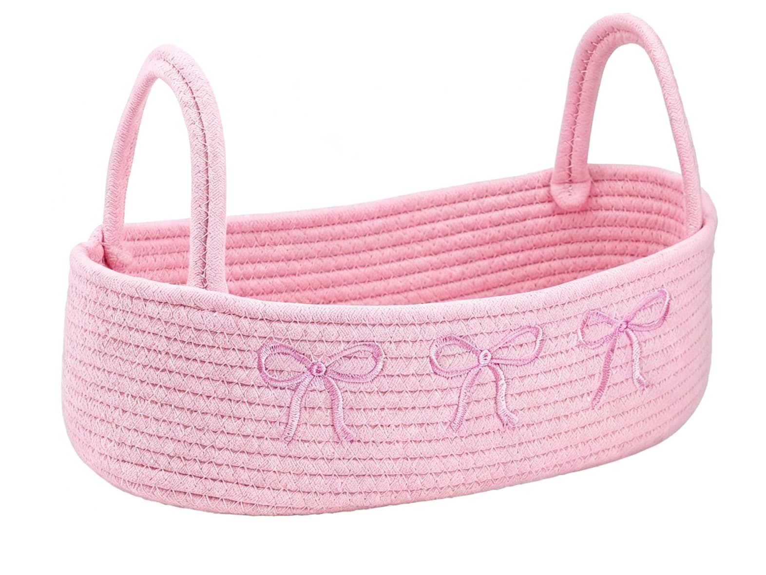 Pink Bow Woven Storage Basket
