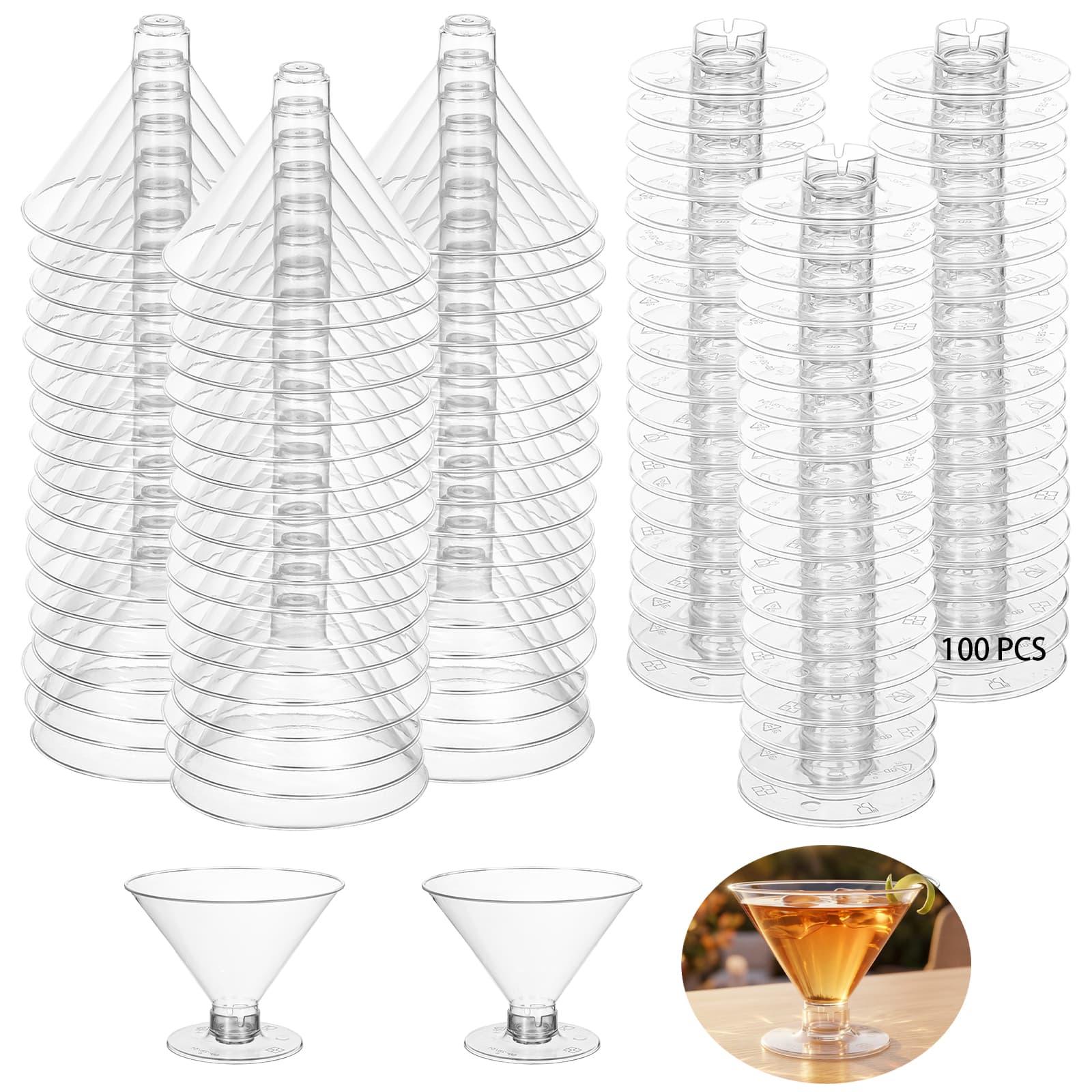 Premium Plastic Martini Glasses Set