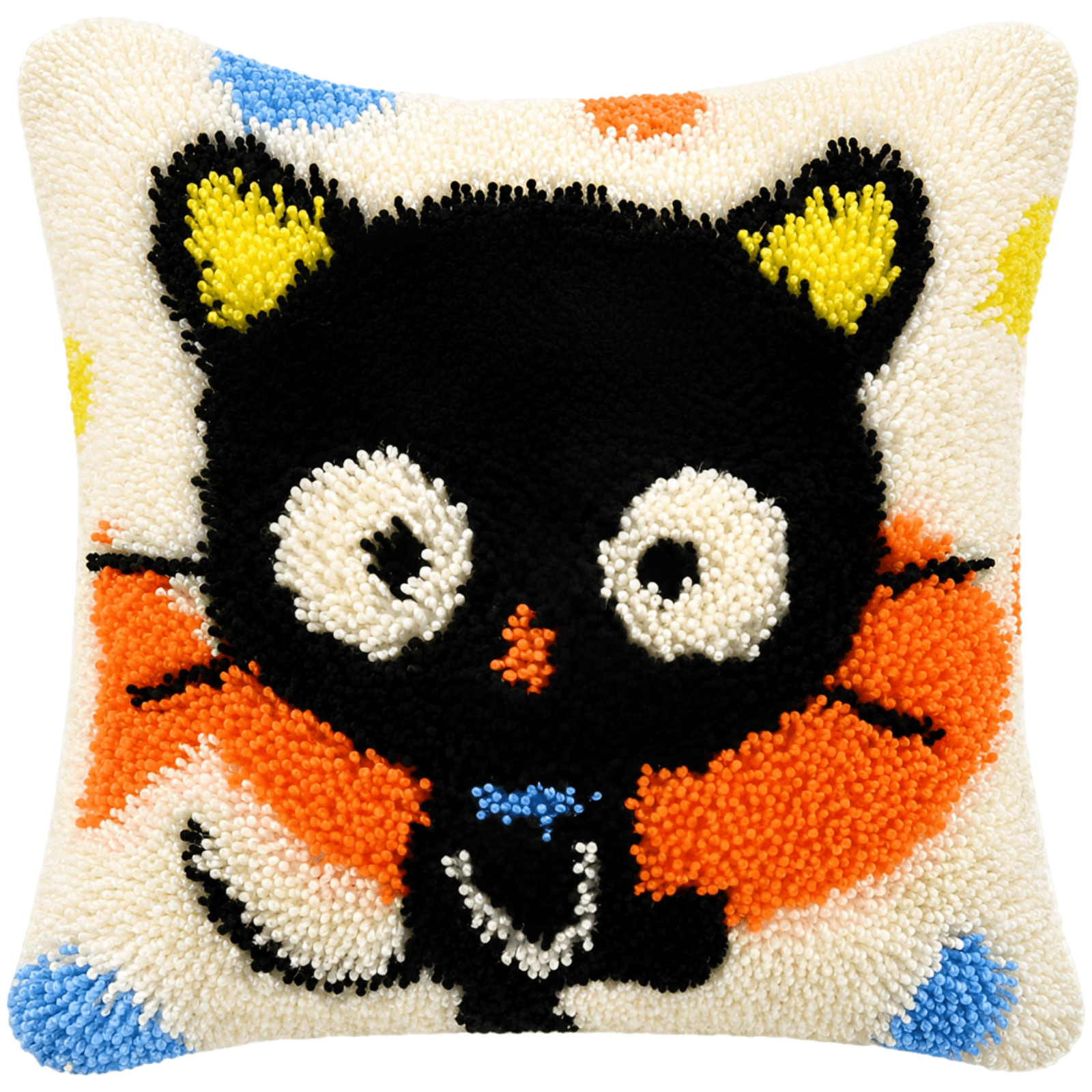 DIY Cartoon Black Cat Latch Hook Pillow Kit