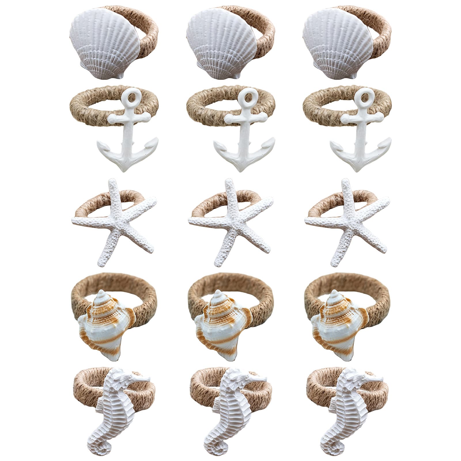 15 Pcs Coastal Napkin Rings Set