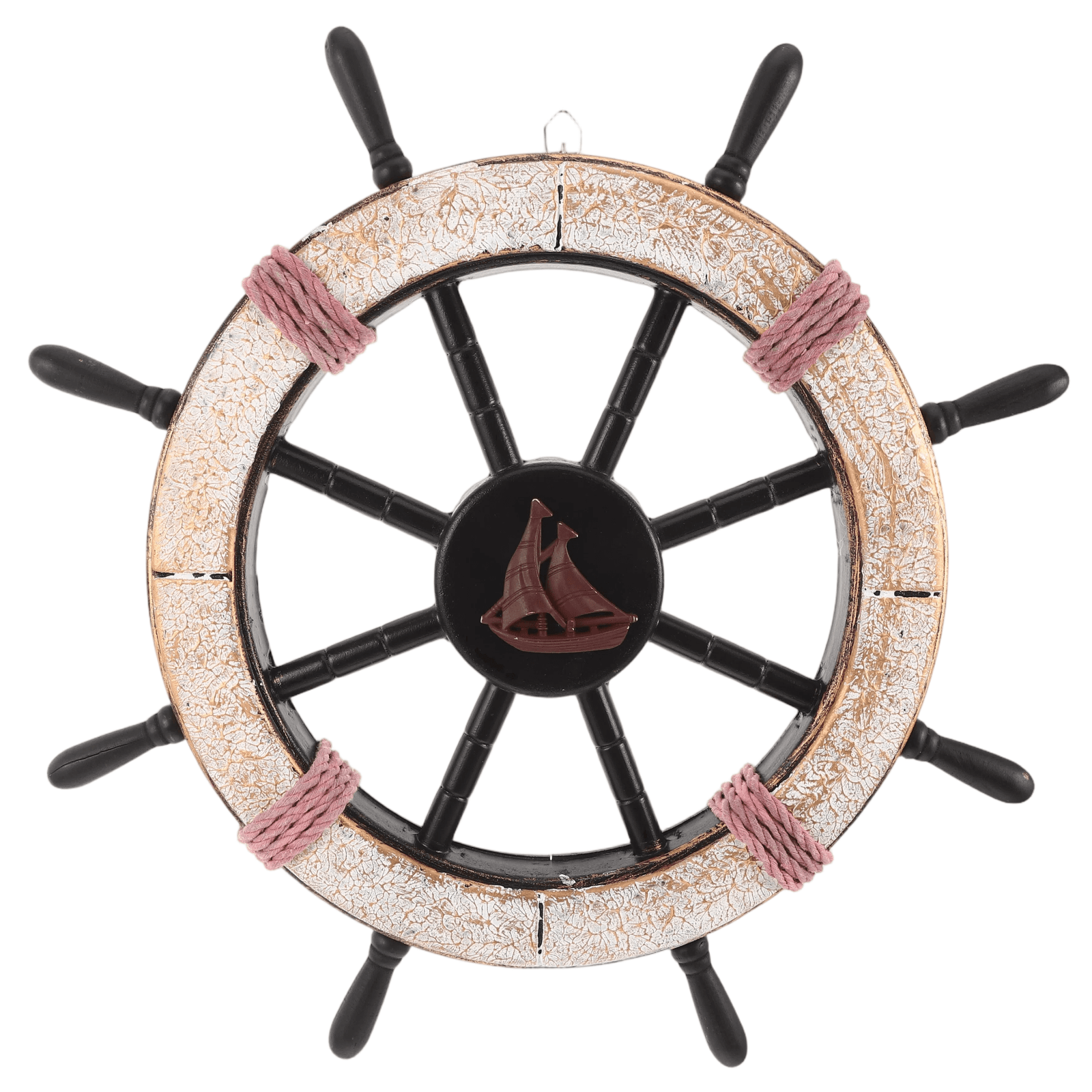 Mediterranean Distressed Ship's Wheel Wall Decor
