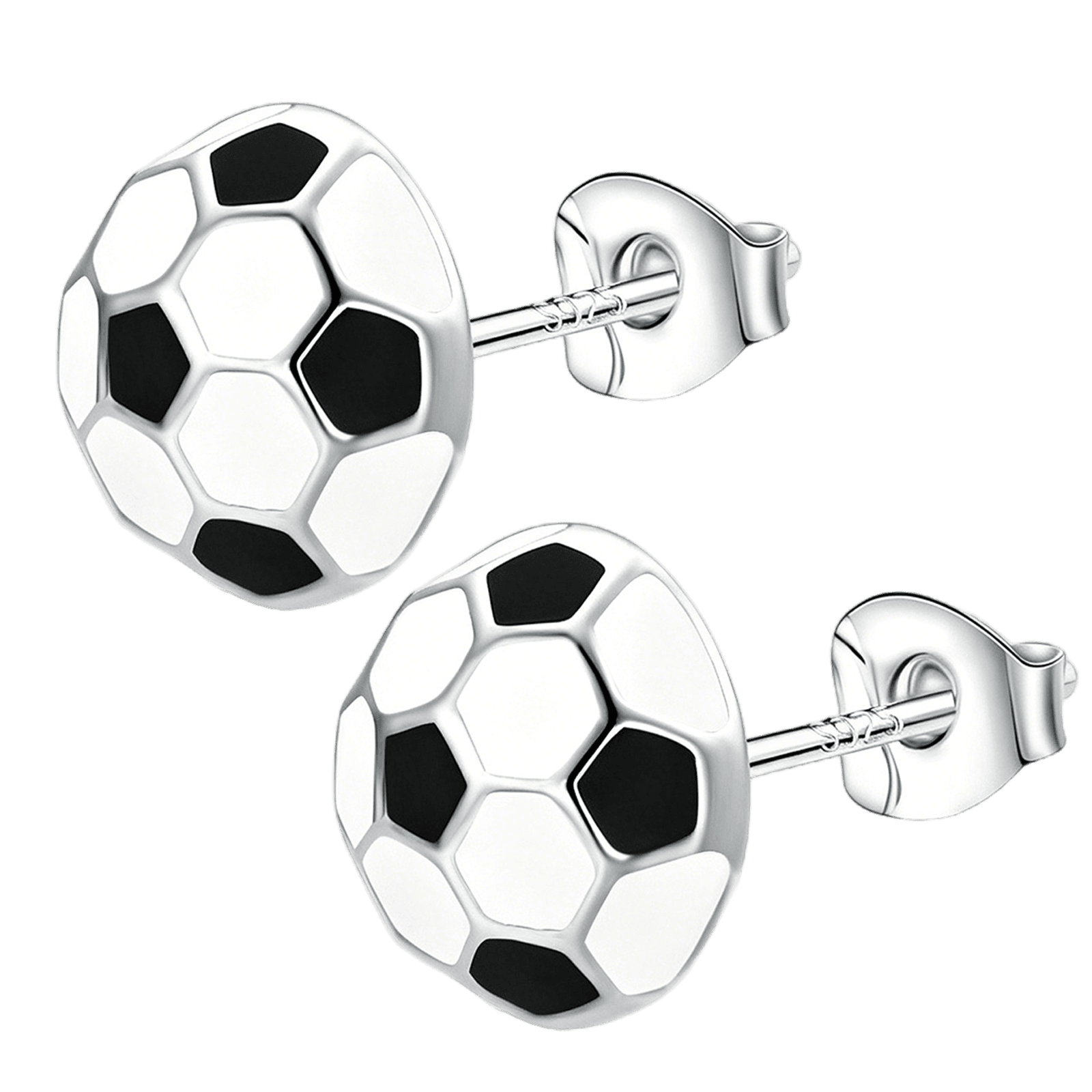 925 Sterling Silver Soccer Stud Earrings
