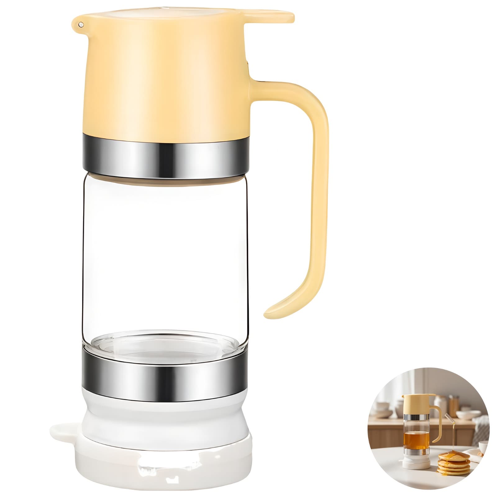 No-Drip Glass Honey & Maple Syrup Dispenser