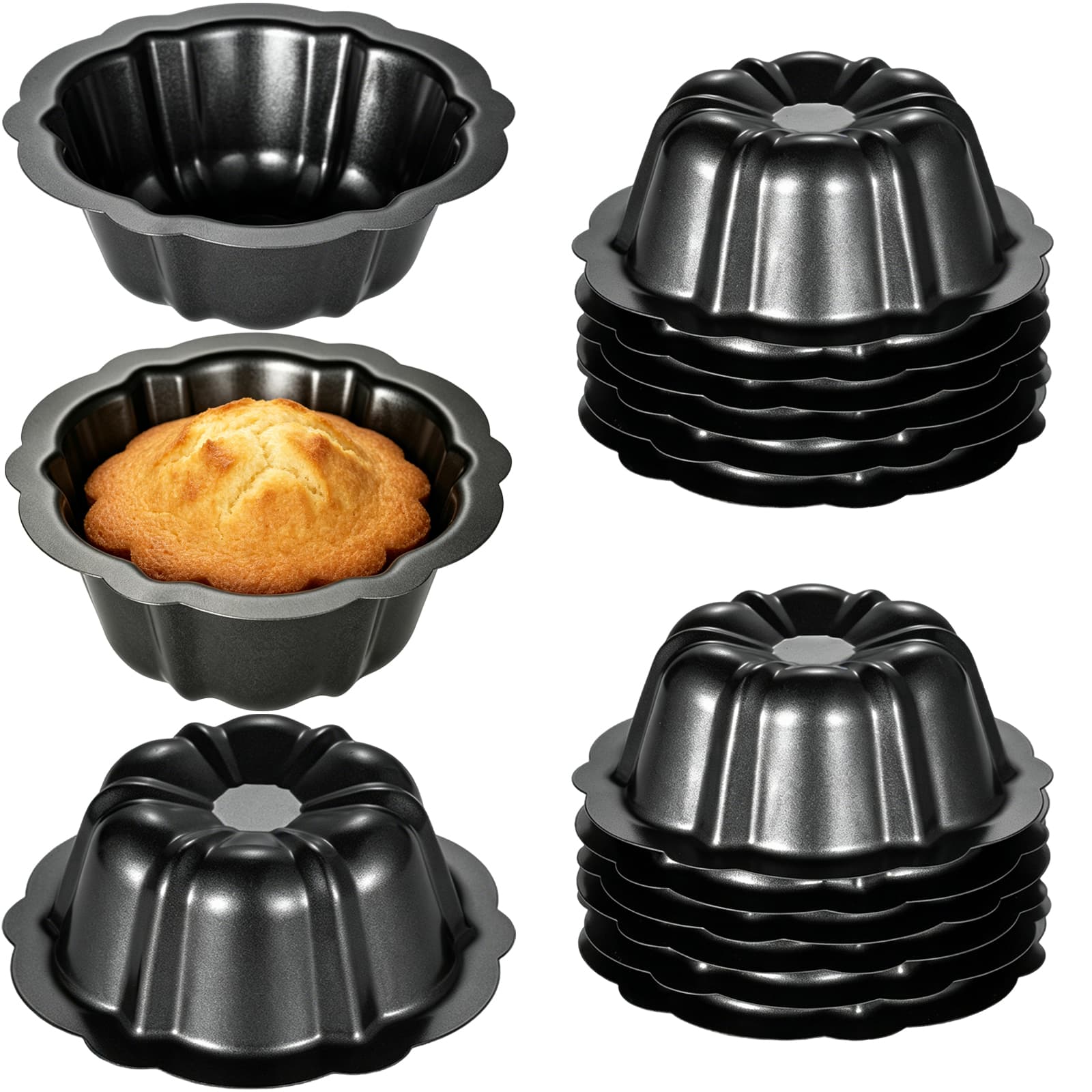 16 PCS Mini Fluted Cake Pans