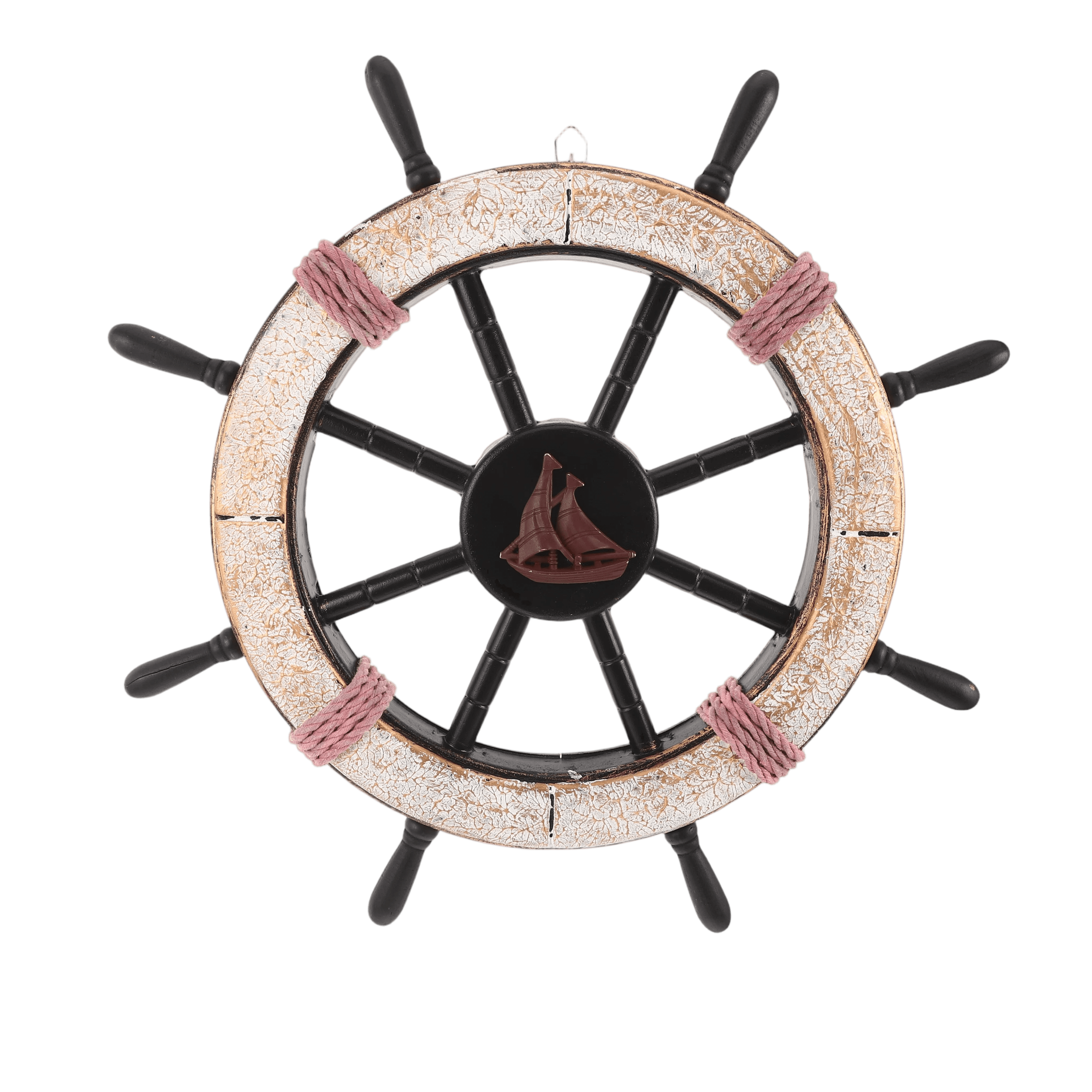 Mediterranean Distressed Ship's Wheel Wall Decor