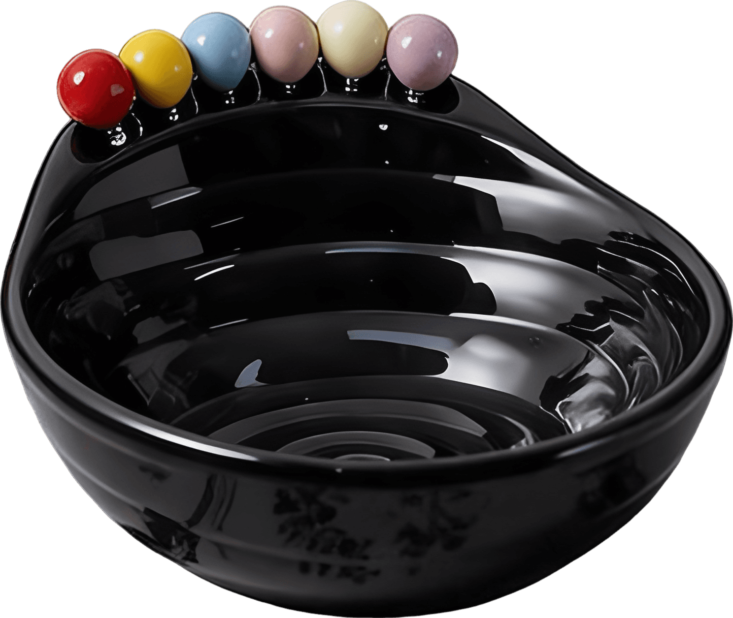 French Ribbed Black Fruit Bowl