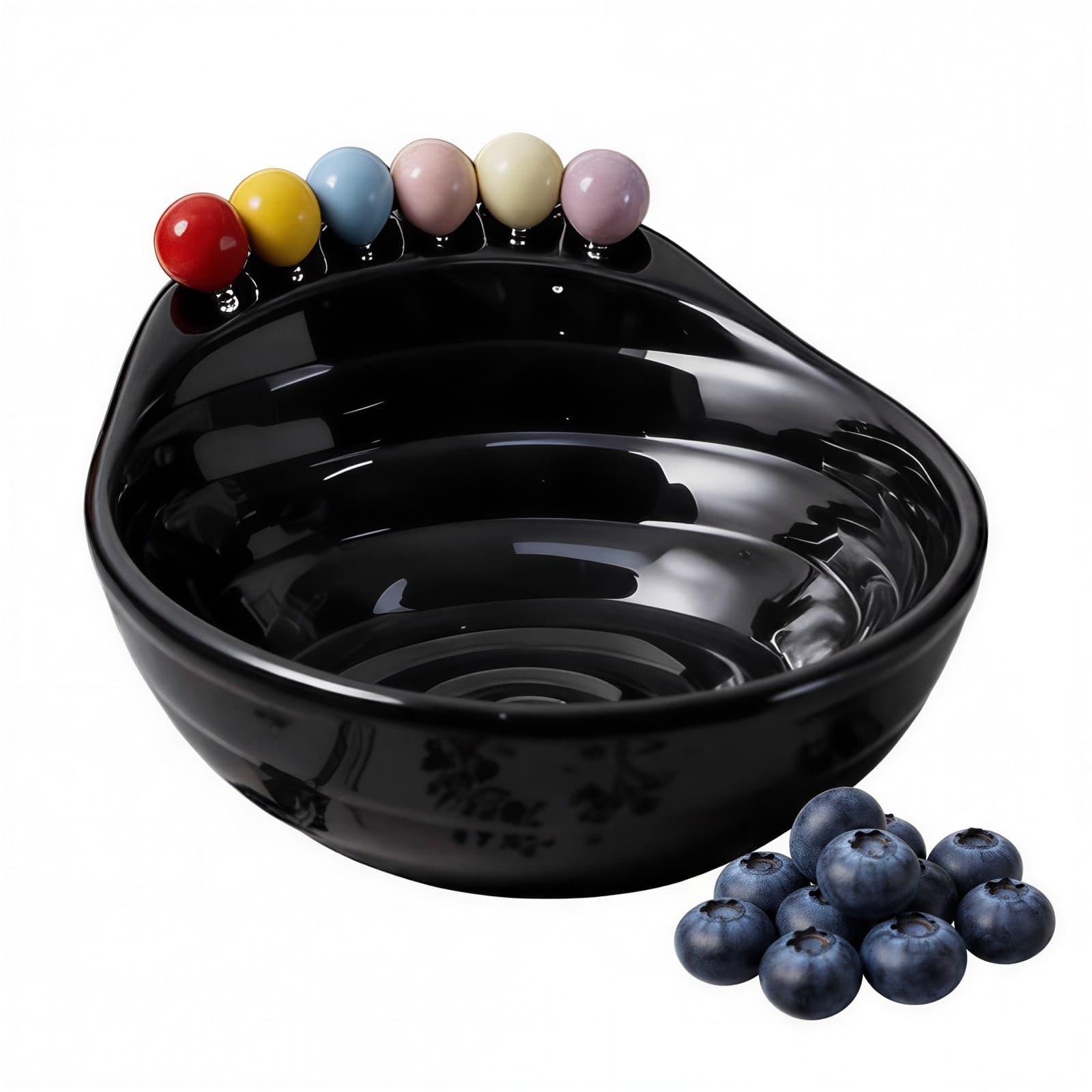 French Ribbed Black Fruit Bowl