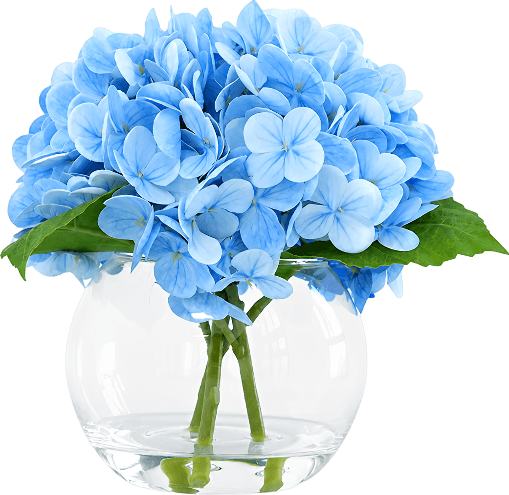 Real Touch Faux Hydrangeas in Glass Vase