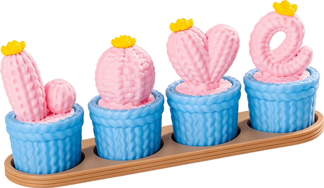 3D Printed Pink Love Cactus Decor Set