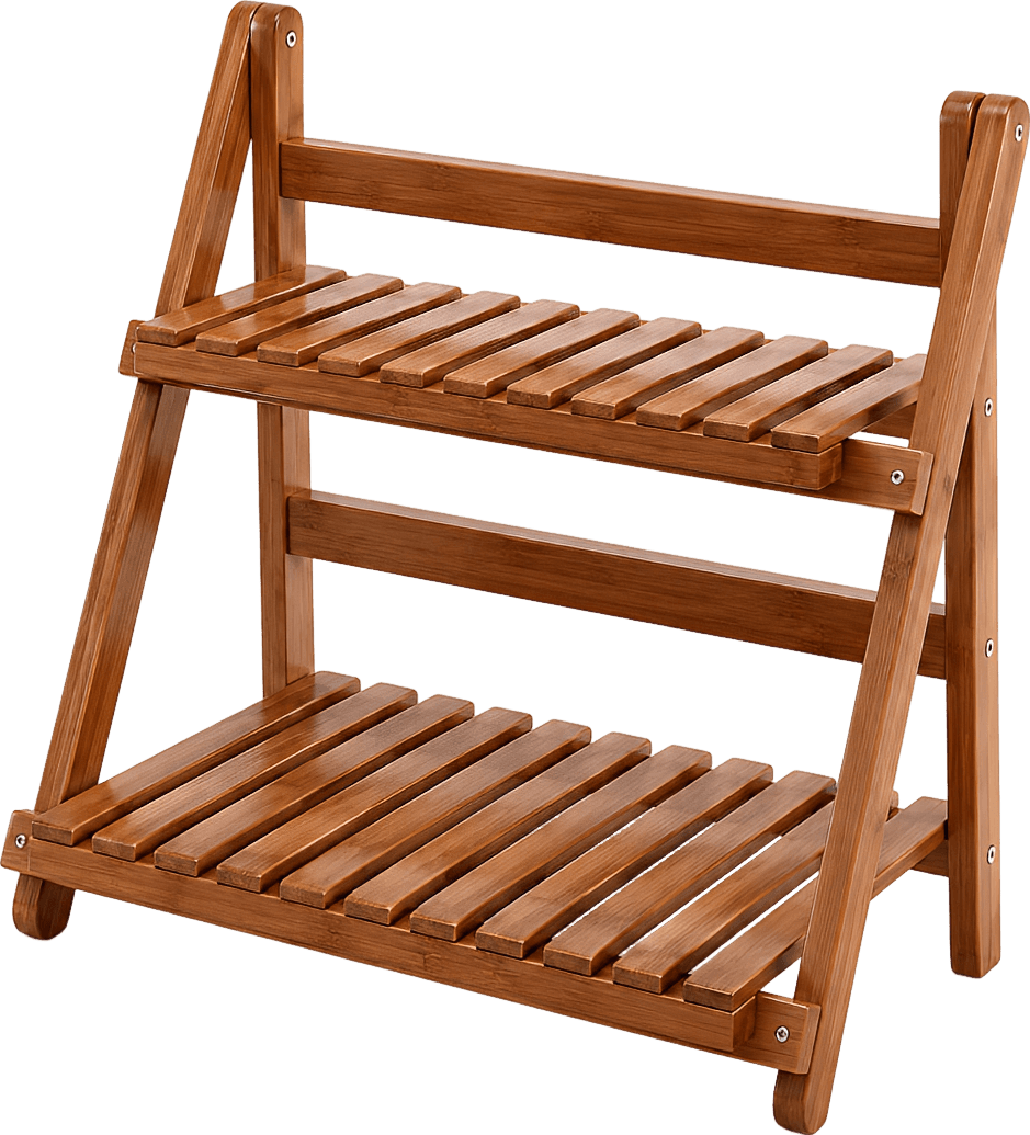 2-Tier Folding Wood Countertop Organizer