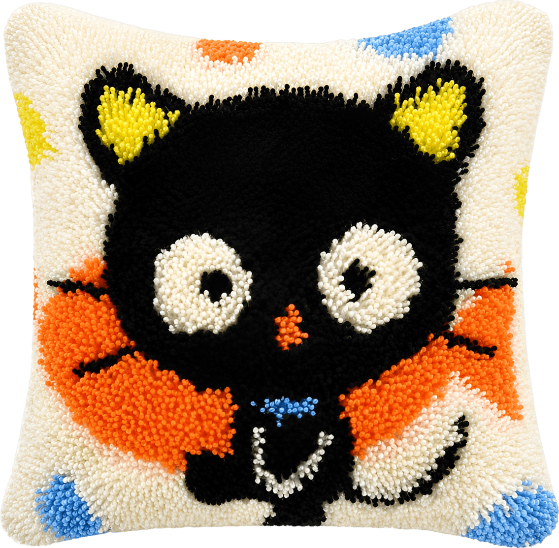 DIY Cartoon Black Cat Latch Hook Pillow Kit
