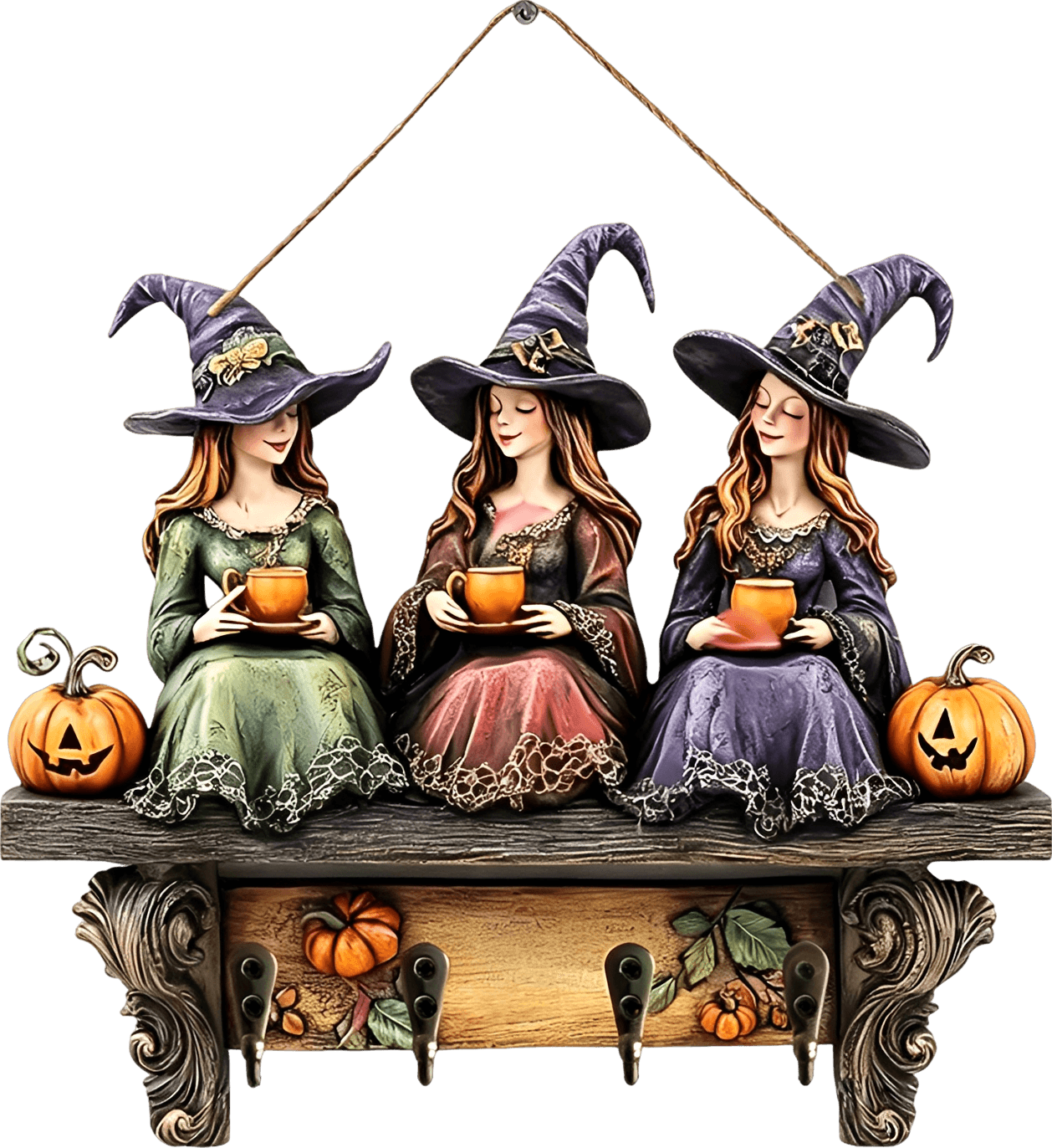 Witch Key Holder with 4 Hooks