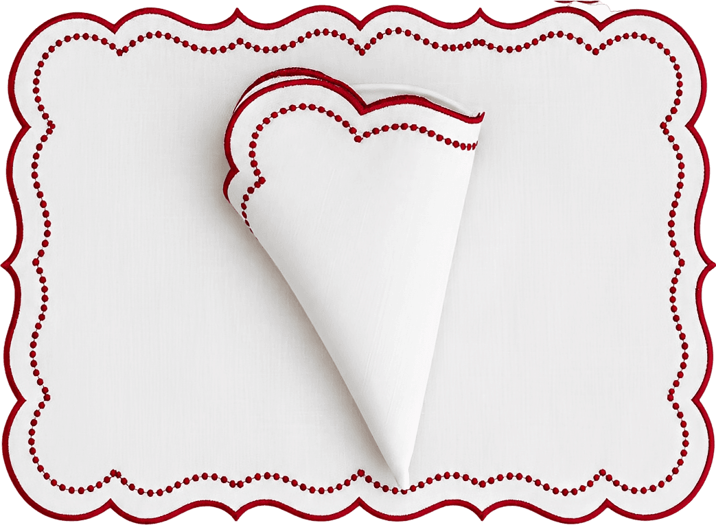 Elegant Scalloped Embroidered Placemats