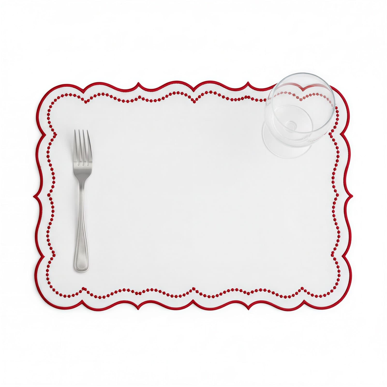 Elegant Scalloped Embroidered Placemats