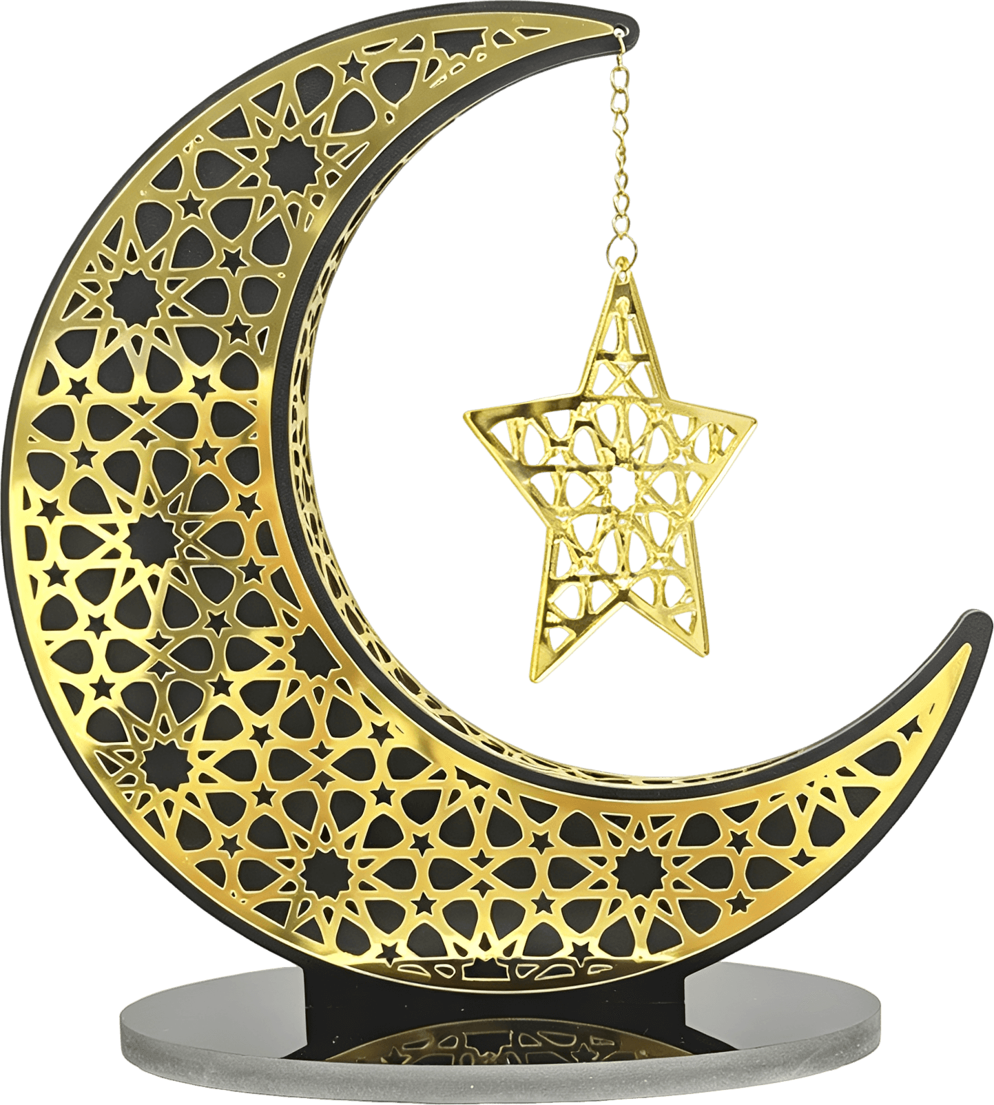 Ramadan Wooden Moon & Star Centerpiece