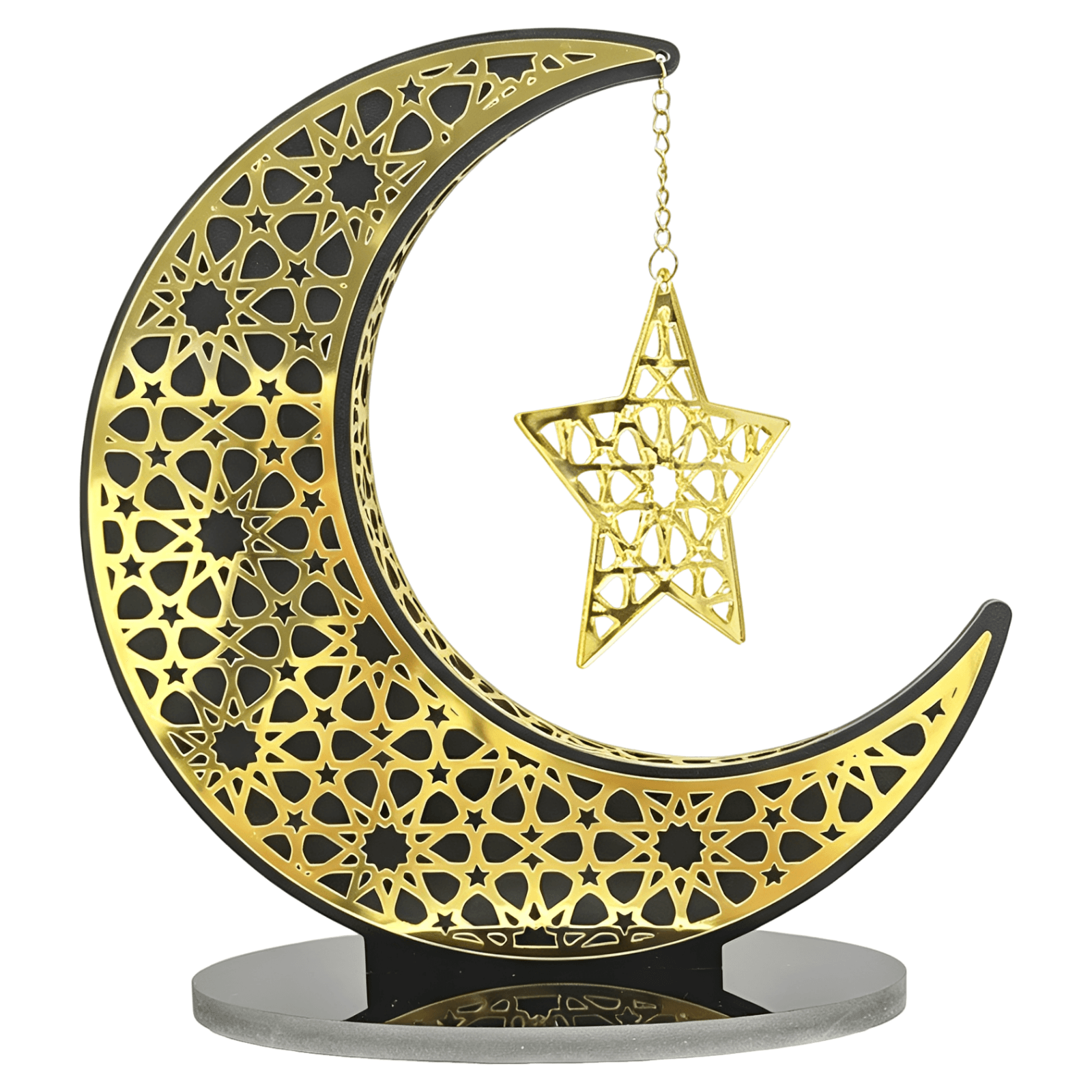 Ramadan Wooden Moon & Star Centerpiece