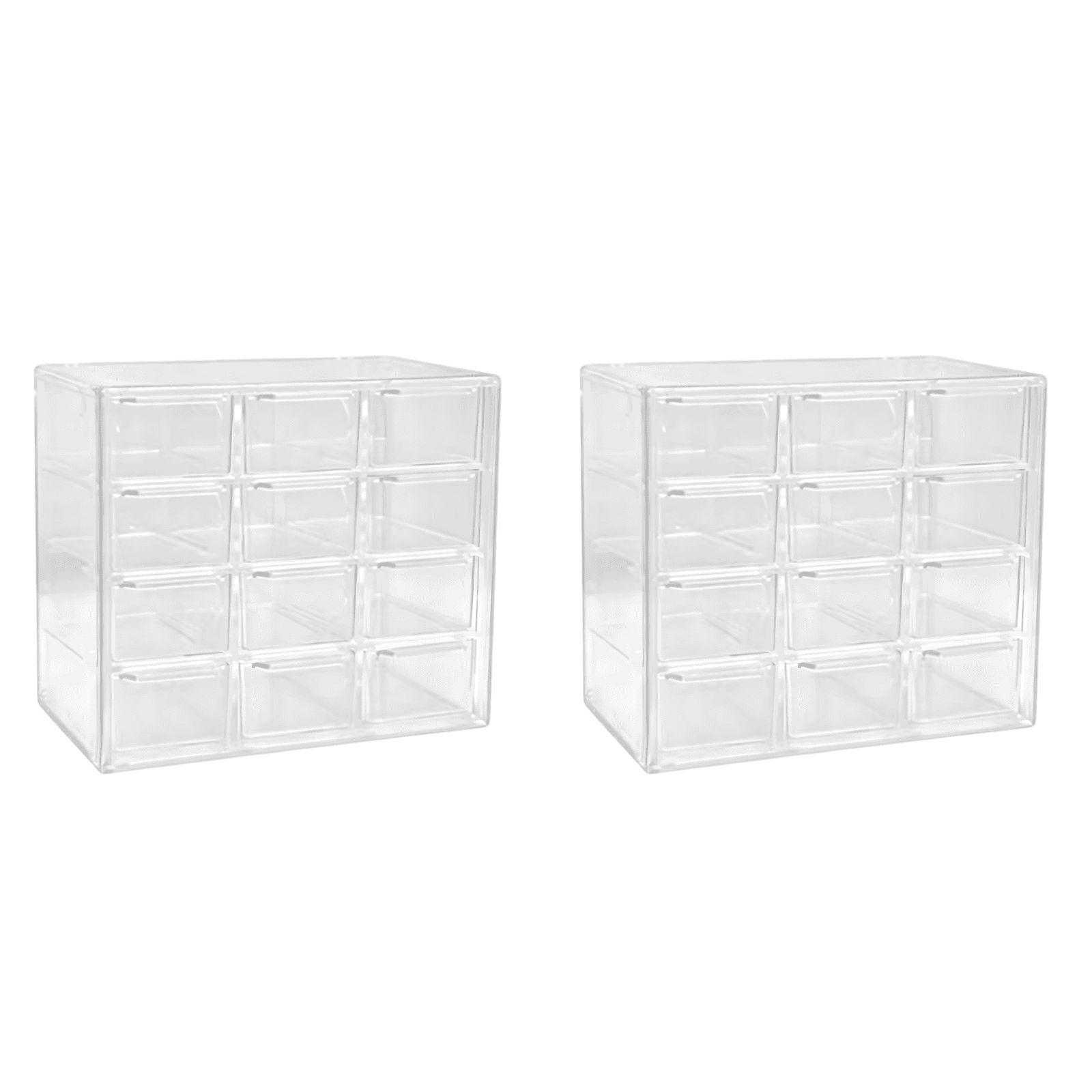 Transparent 12-Grid Desktop Storage Drawer Unit