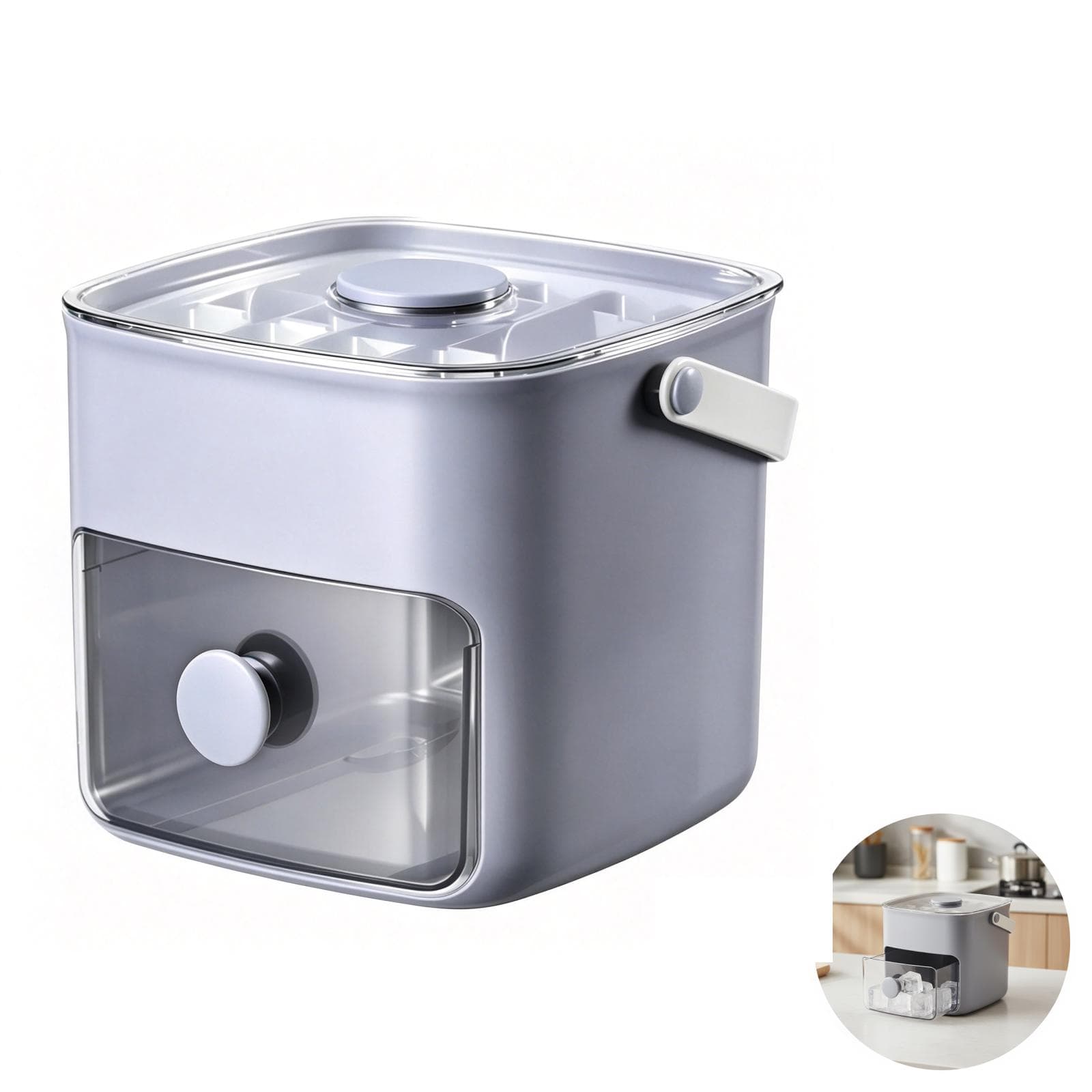 2-in-1 Press-Release Ice Maker & Storage Bin