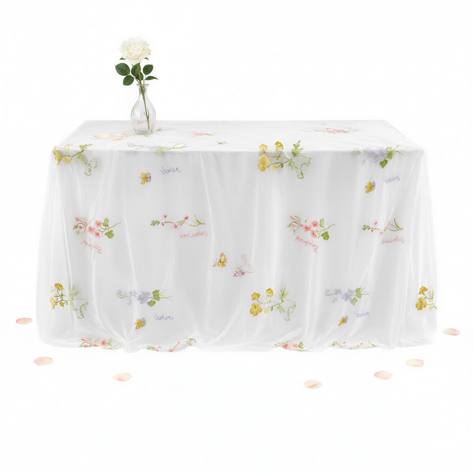 Romantic Embroidered Wildflower Table Runner