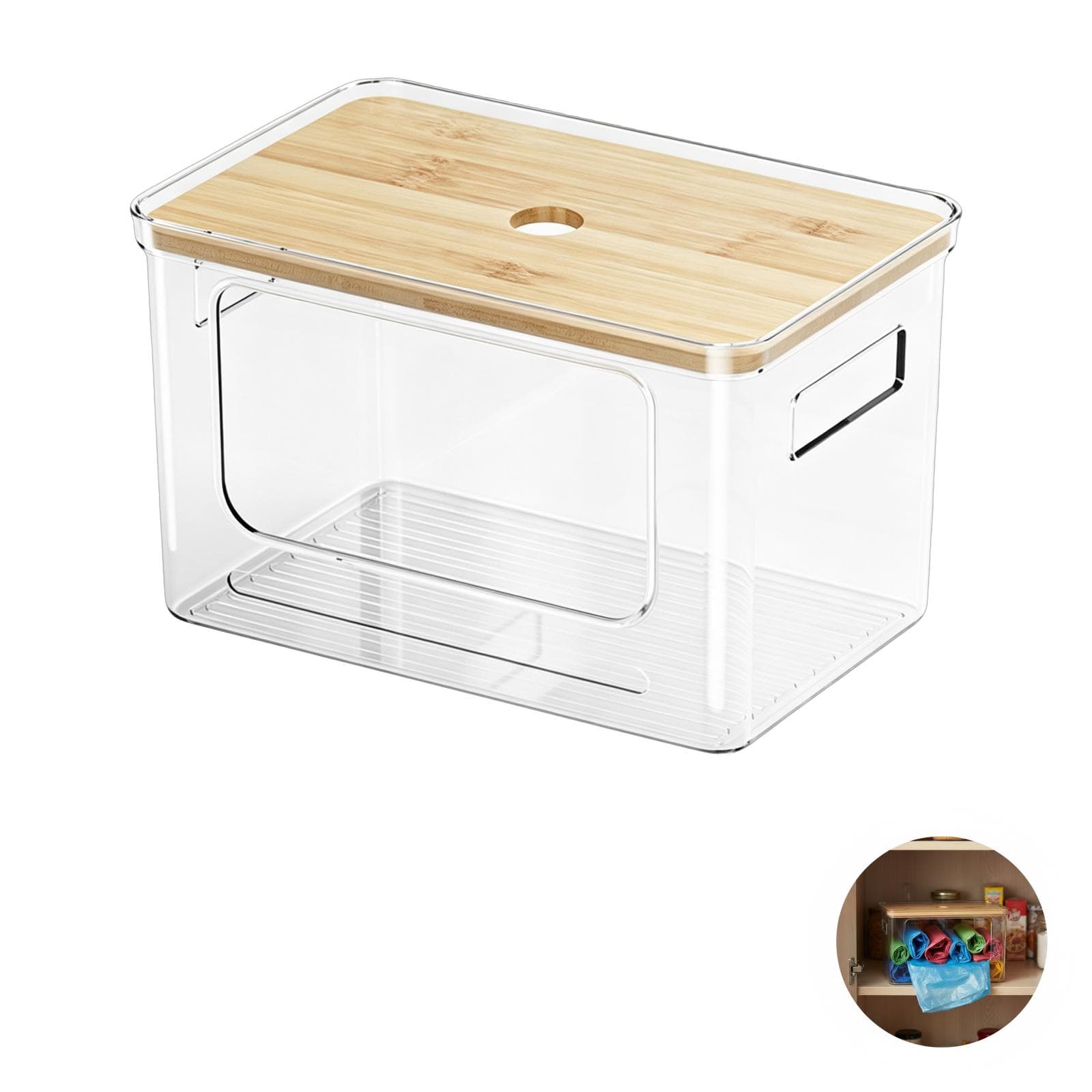 Bamboo Lid Plastic Bag Dispenser