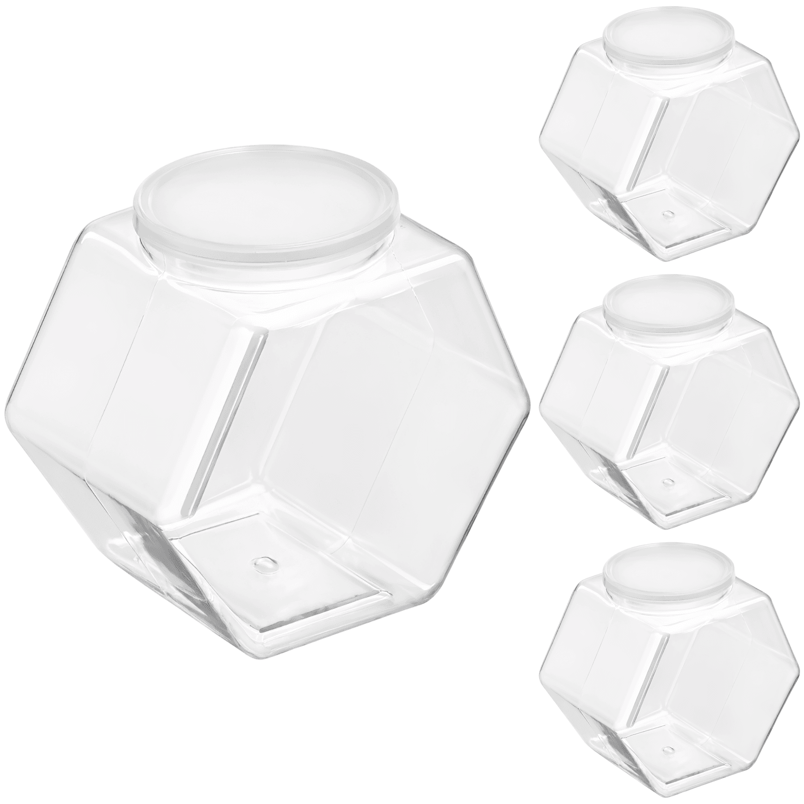 Hexagonal Plastic Candy & Storage Jars Set