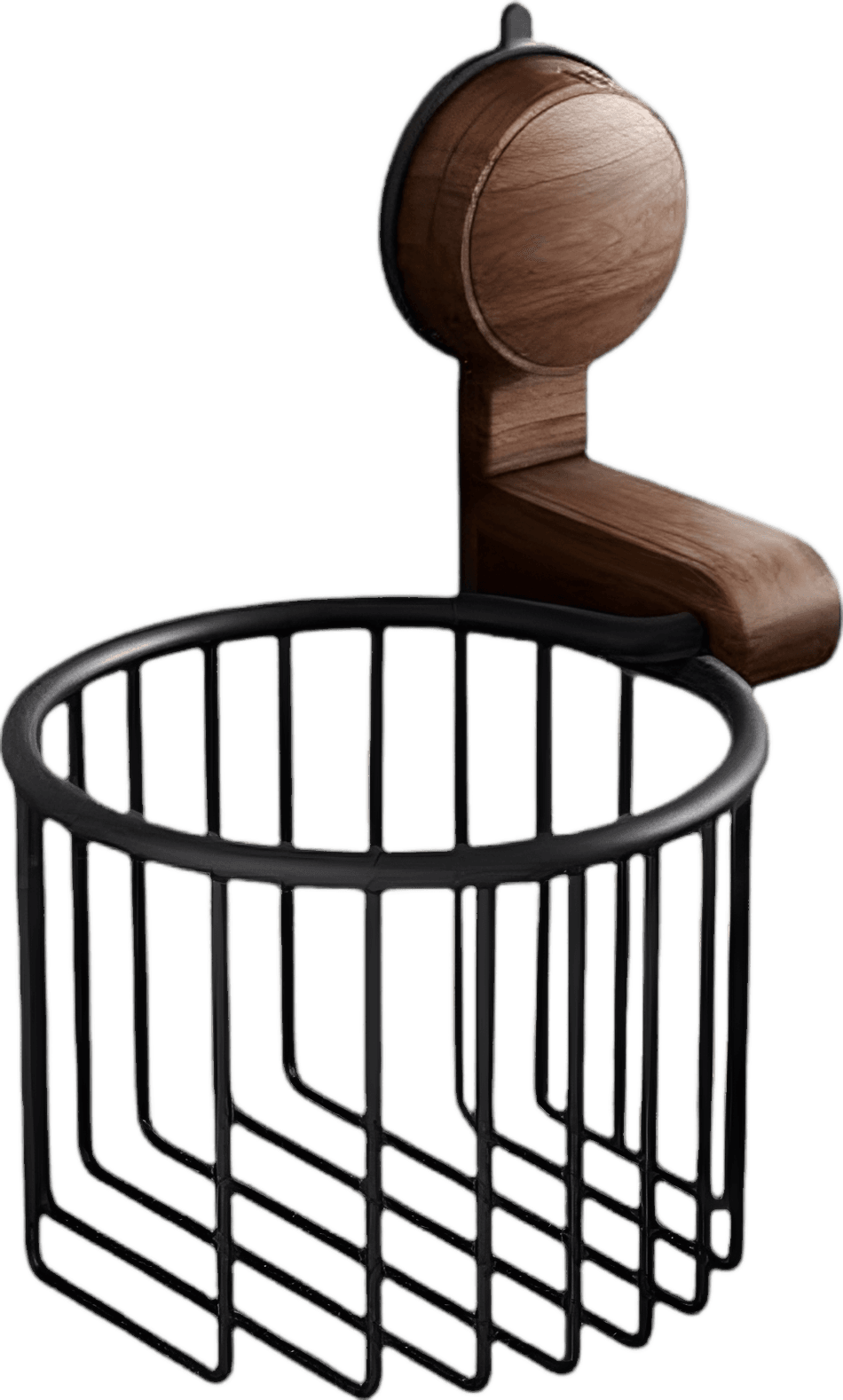 Suction Cup Walnut Toilet Paper Holder
