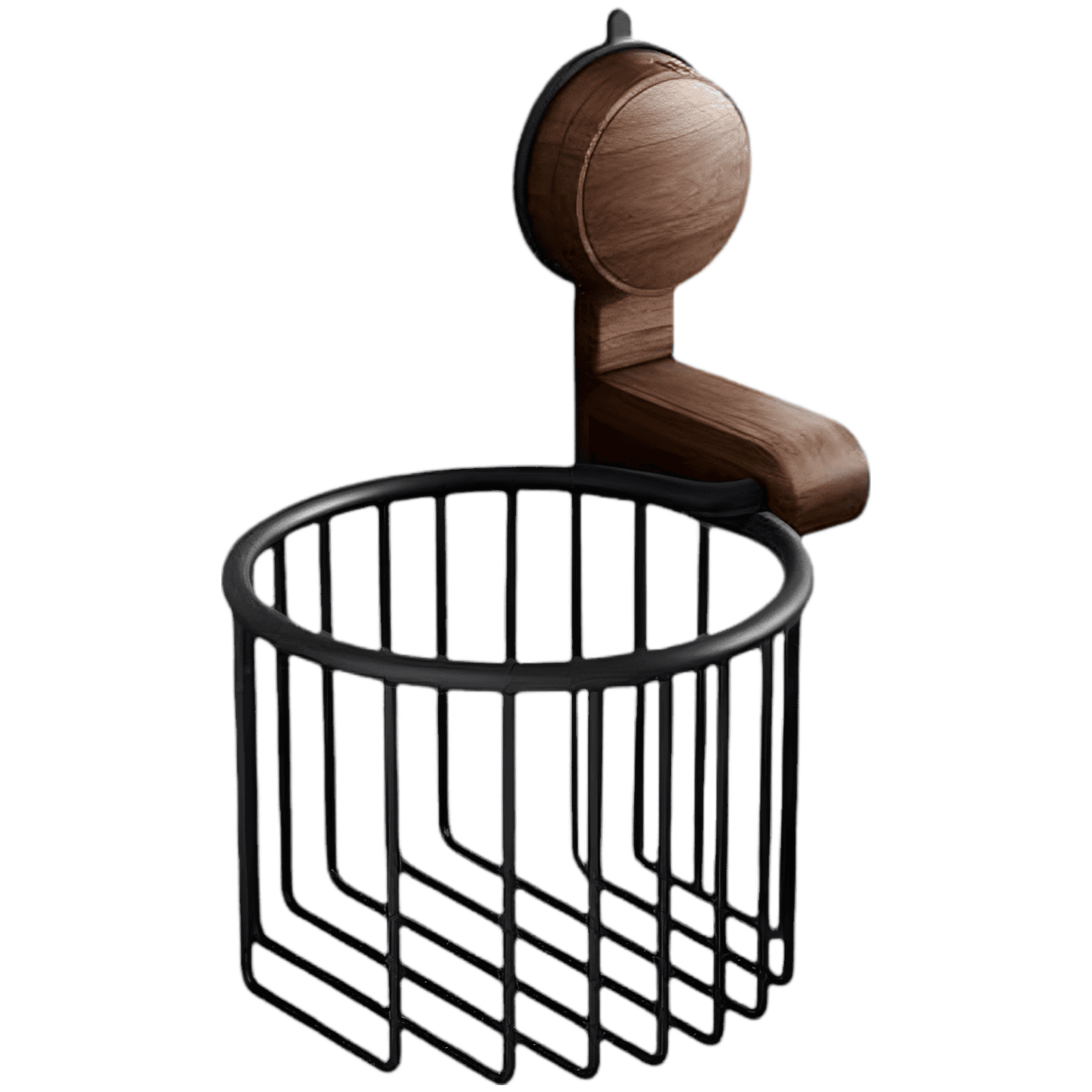 Suction Cup Walnut Toilet Paper Holder