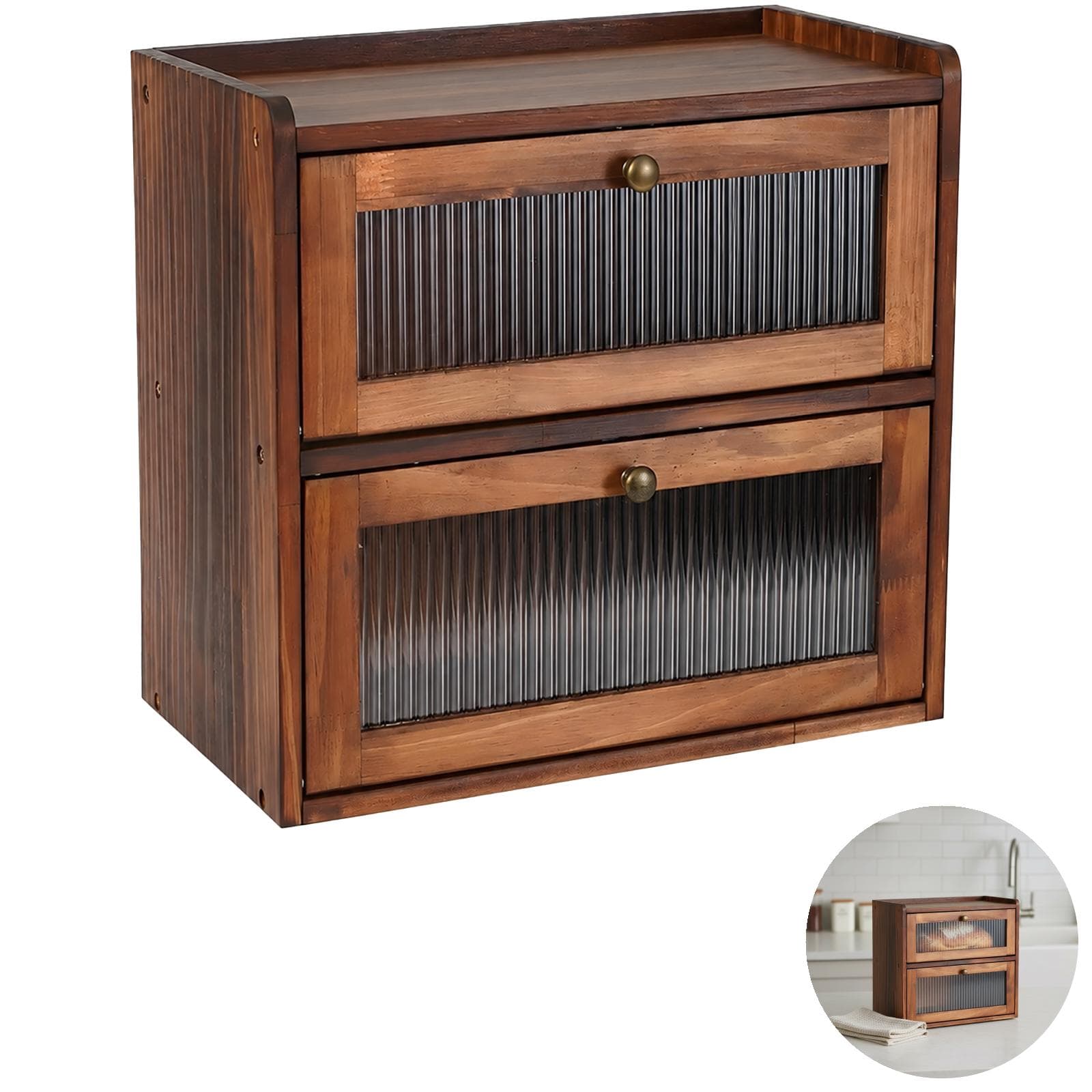 Double-Layer Wood Bread Box