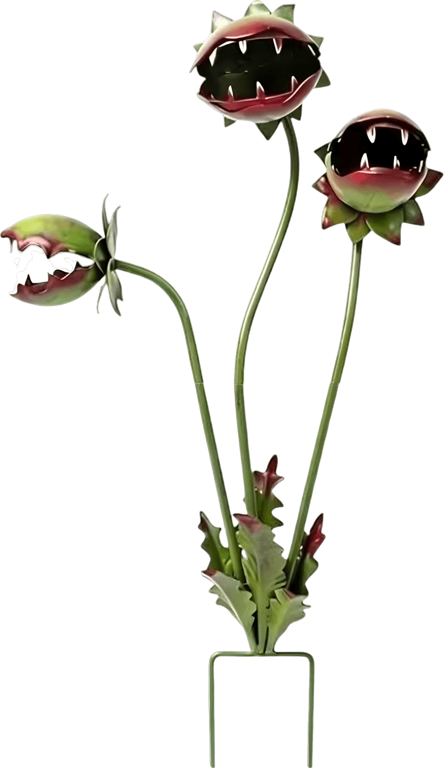 Whimsical Metal Venus Flytrap Garden Stake