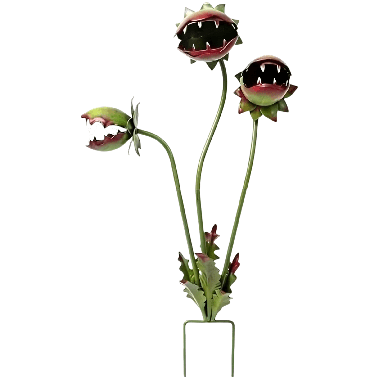 Whimsical Metal Venus Flytrap Garden Stake