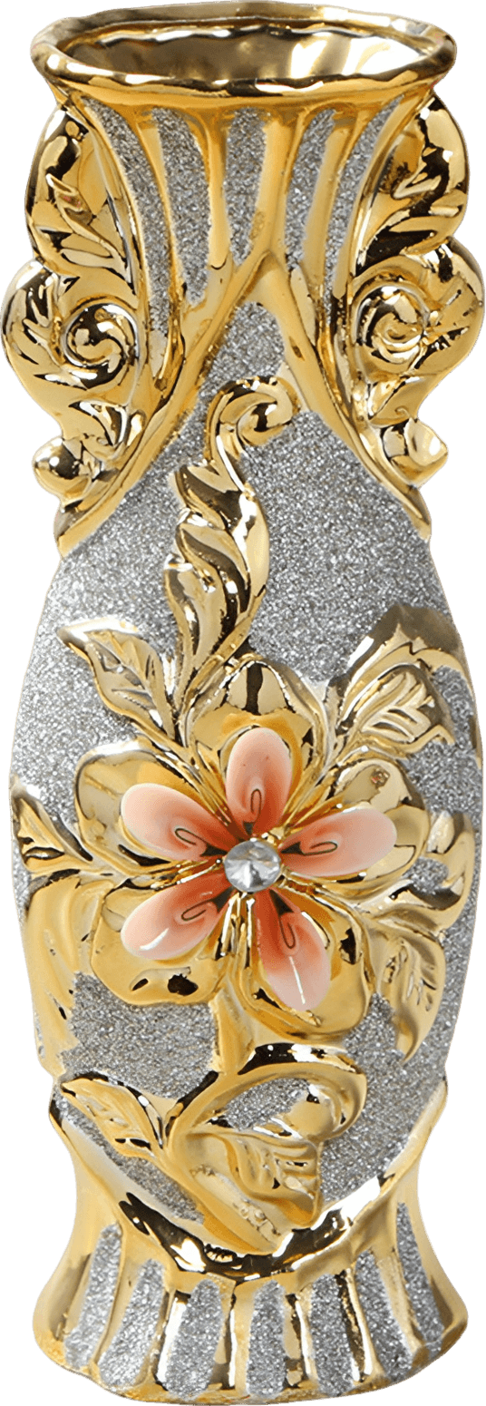 Gold Porcelain Vase for Home Decor