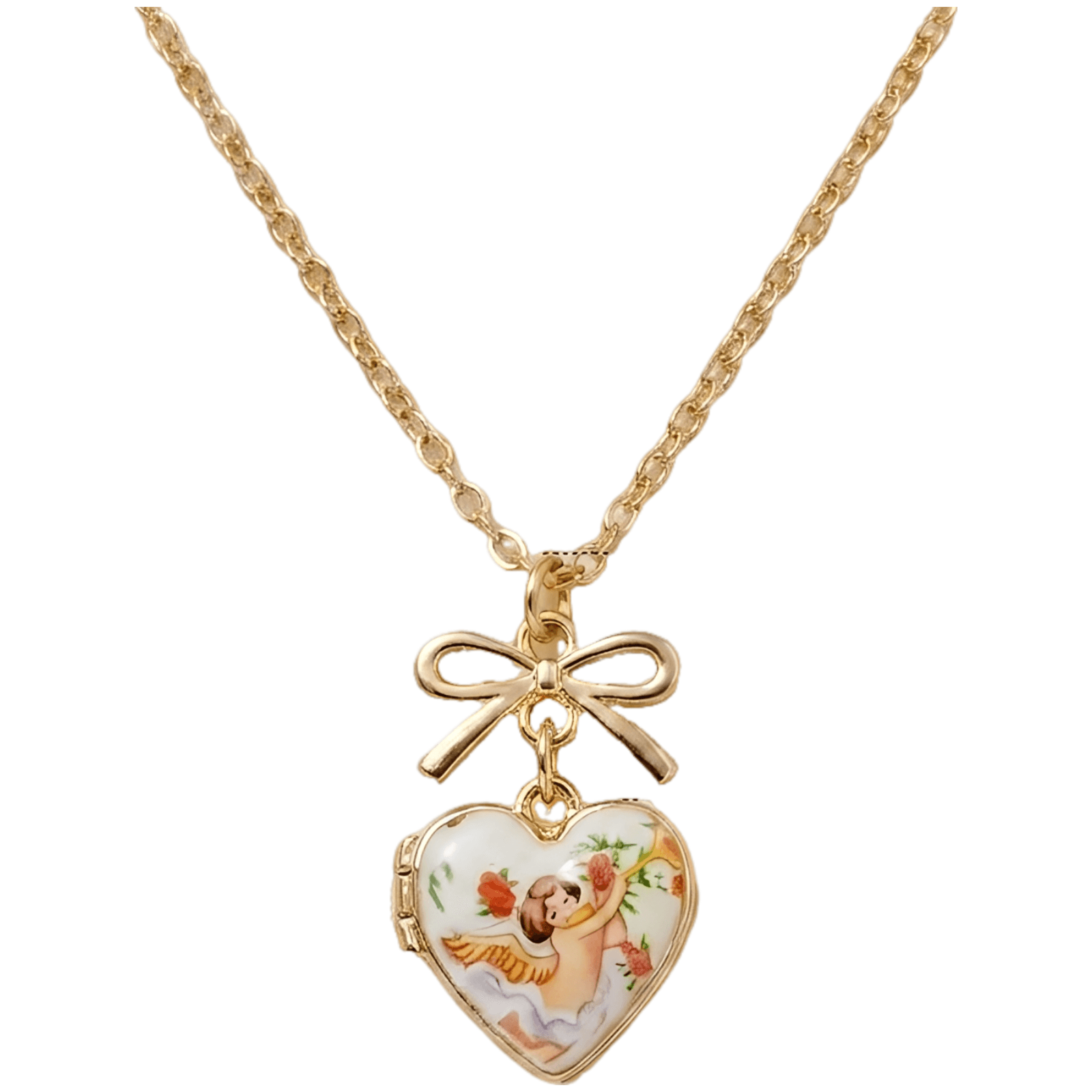 Vintage Angel Heart Photo Locket