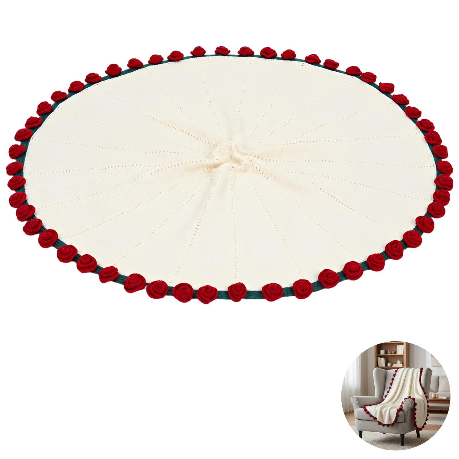 Red Rose Knitted Blanket