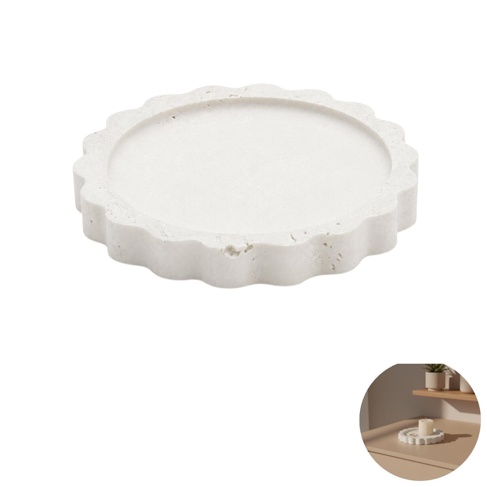 Travertine Scalloped Edge Tray
