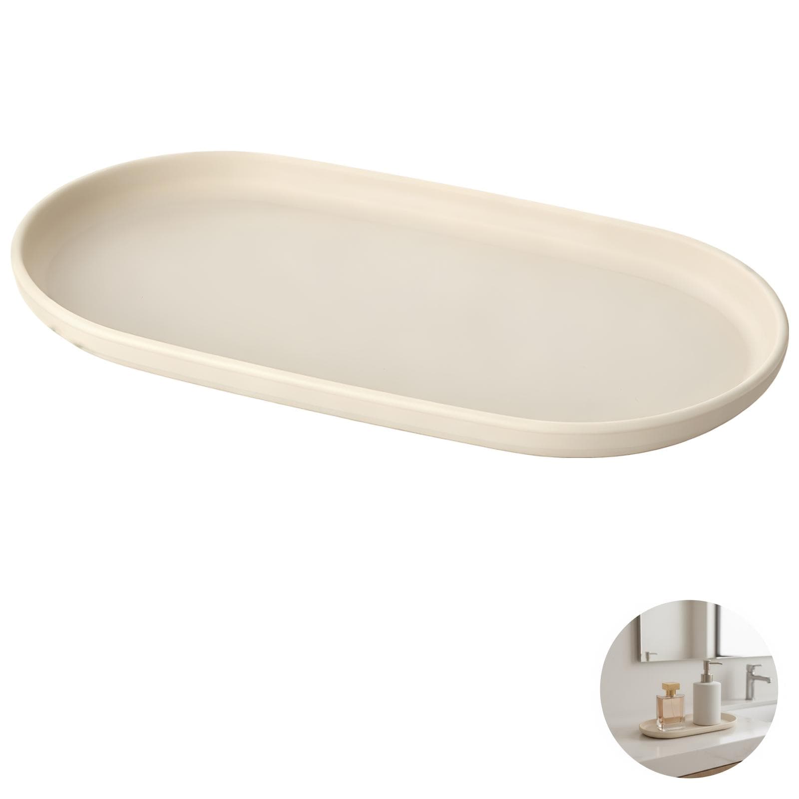 Minimalist Oval Vanity and Serving Tray Set