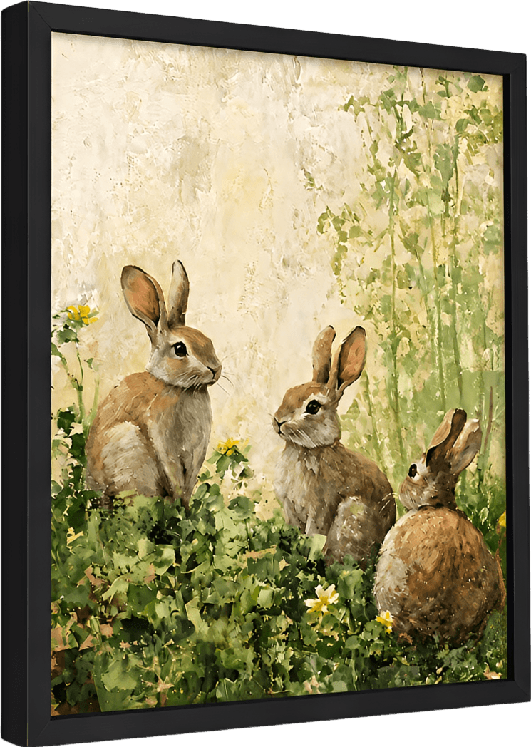 Vintage Framed Bunny Canvas Wall Art