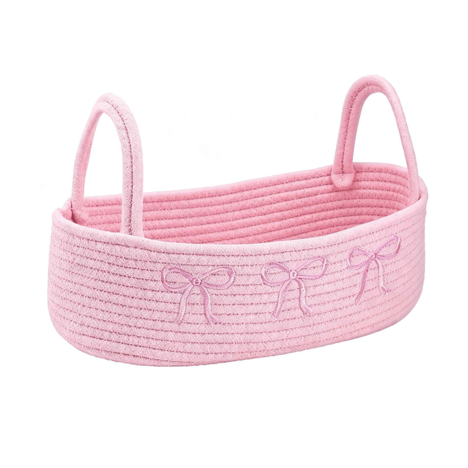 Pink Bow Woven Storage Basket