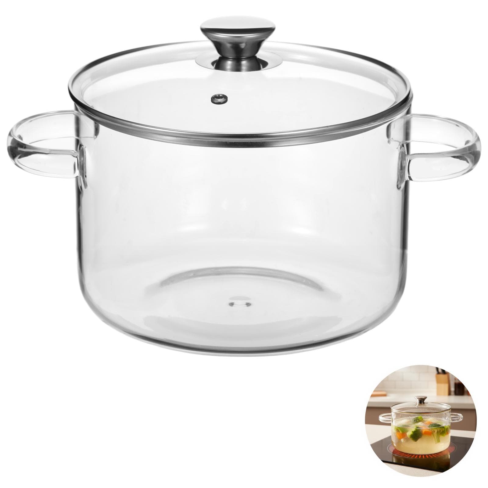 3.7 Qt Glass Simmer Pot with Lid