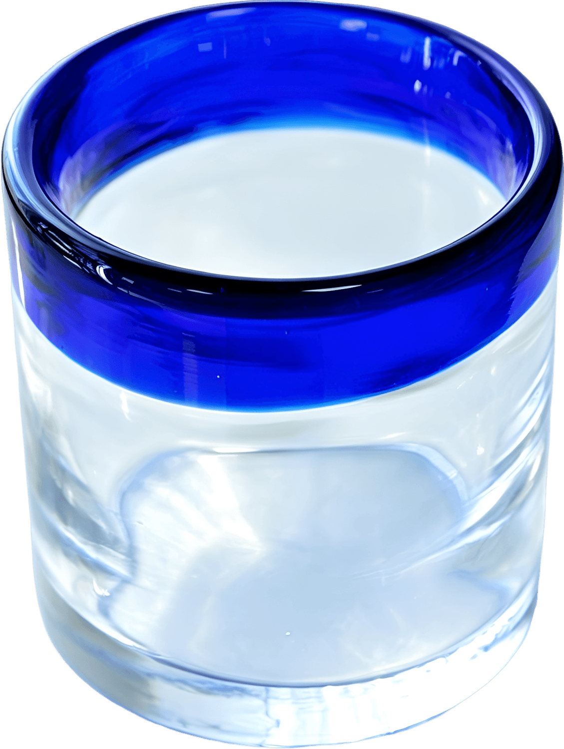Clear Glass Vase with Cobalt Rim