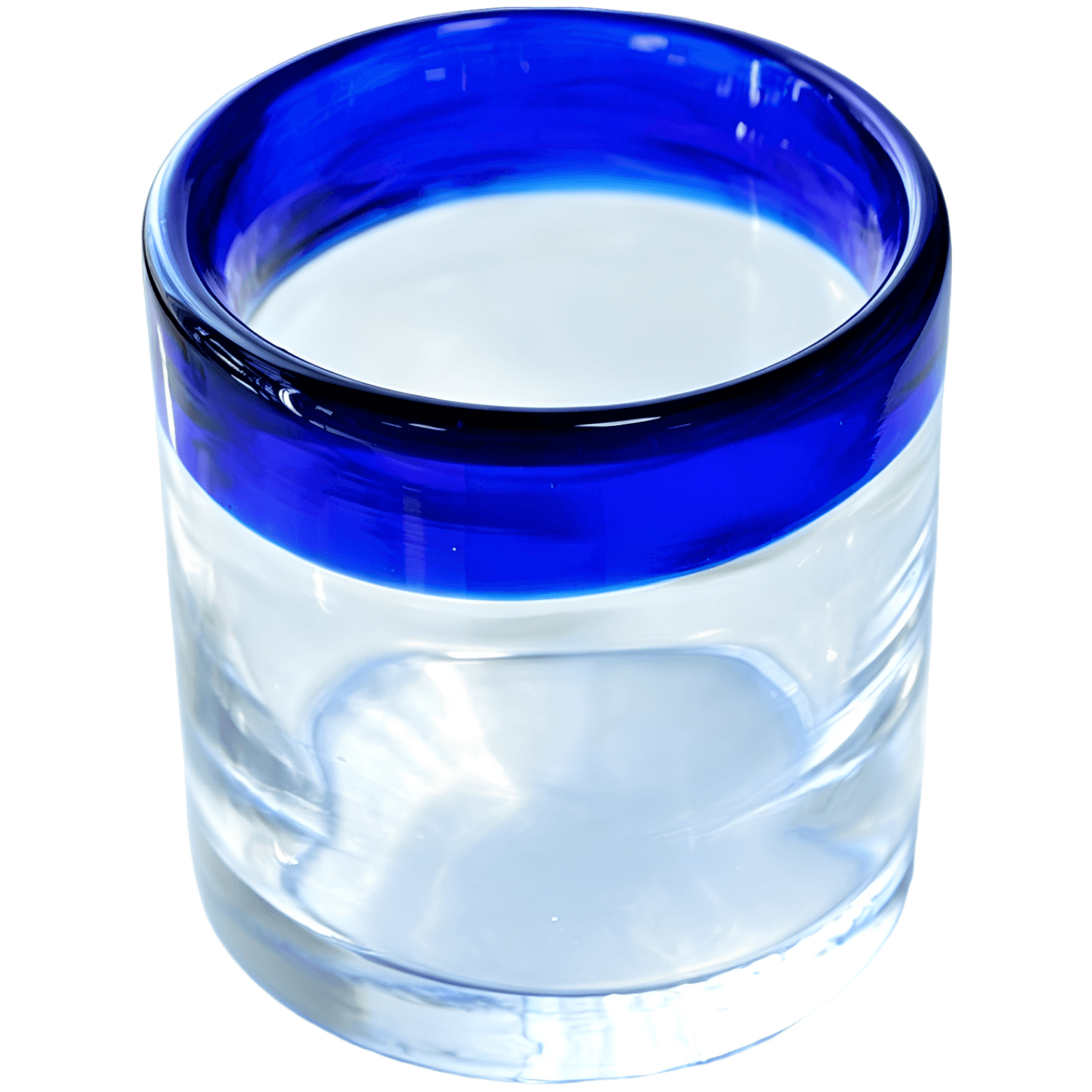 Clear Glass Vase with Cobalt Rim