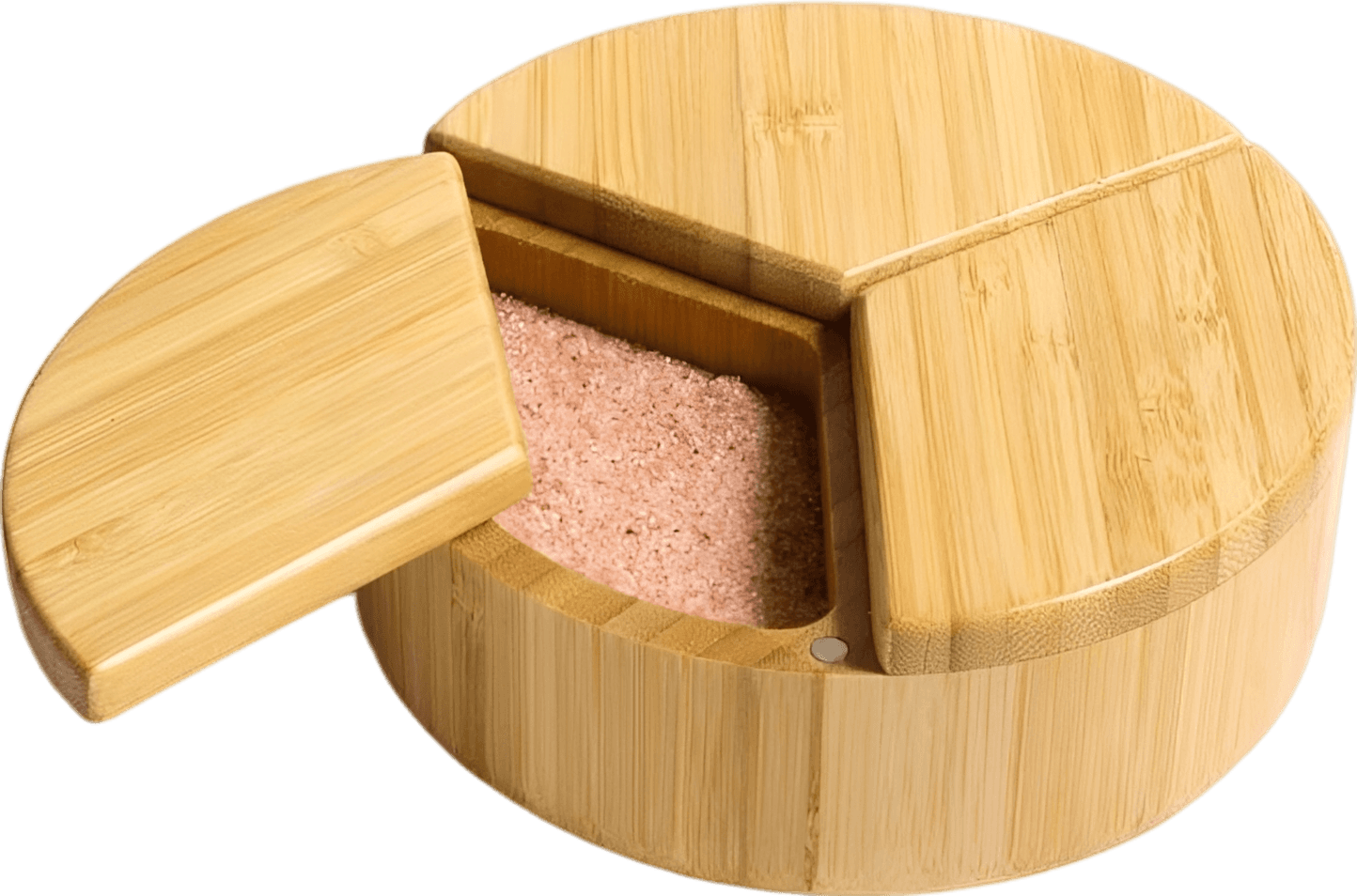 Triple-Compartment Wood Salt Box