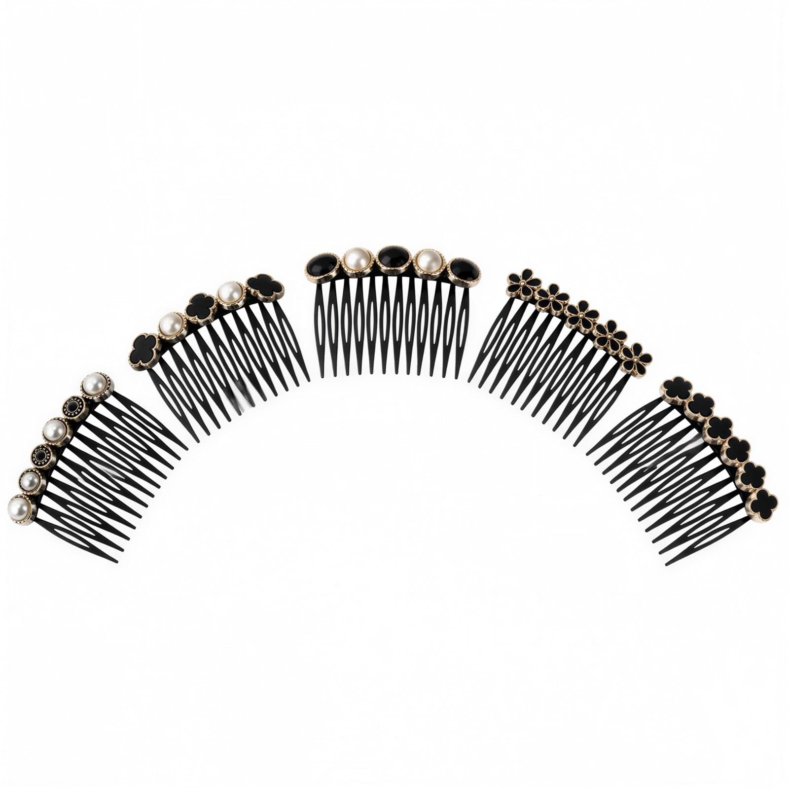 5-Piece Rhinestone Pearl Hair Side Comb Set