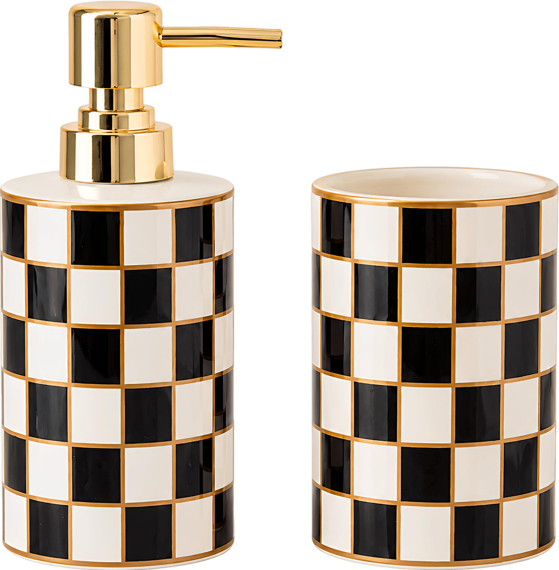 Ceramic Checkered Bathroom Set