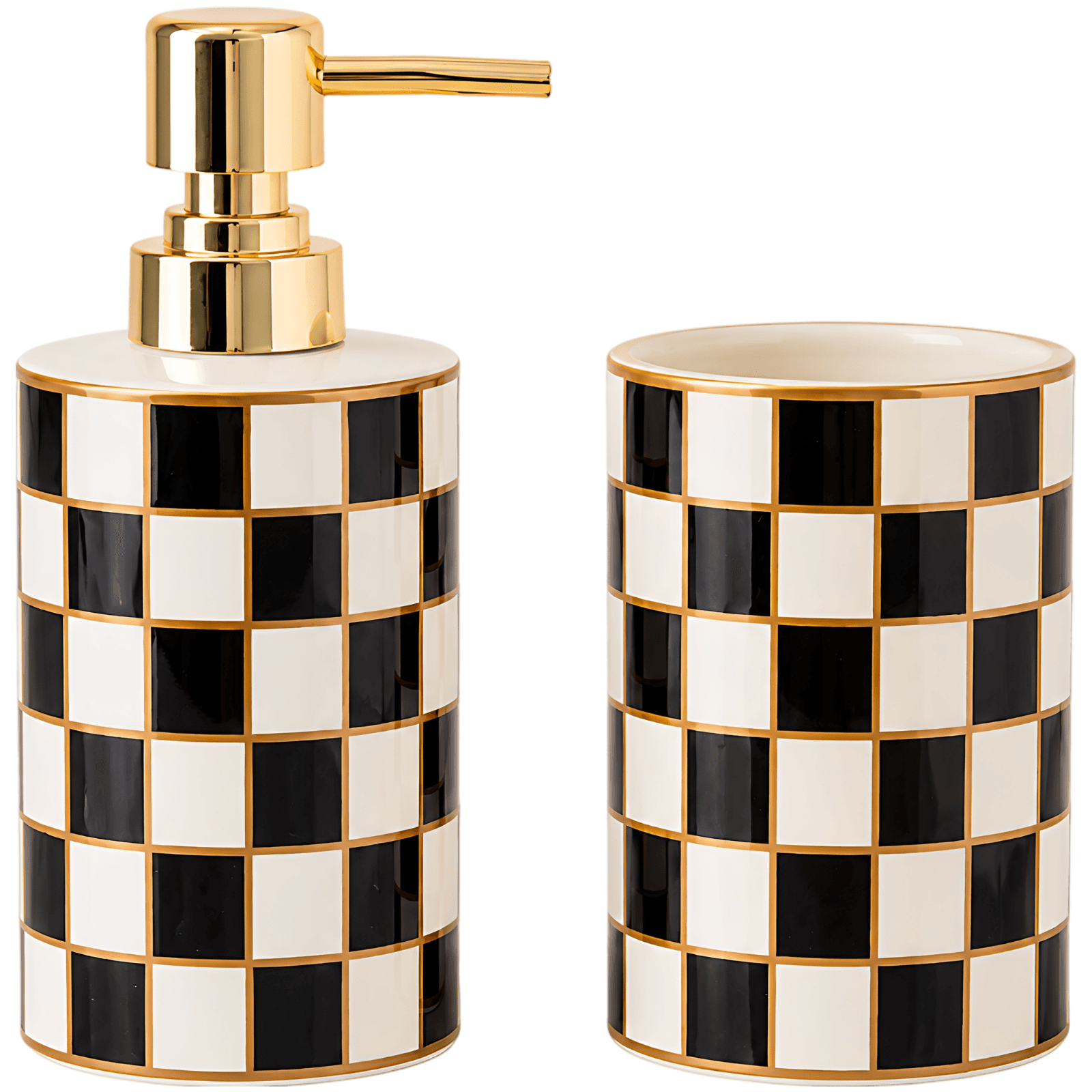 Ceramic Checkered Bathroom Set