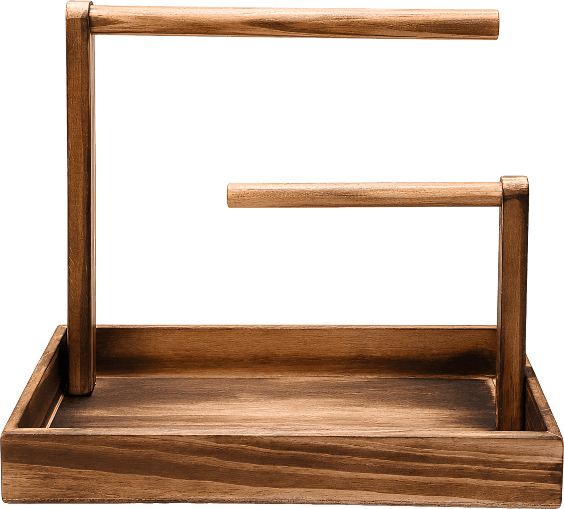 2-Tier Vintage Pine Wood Jewelry Stand