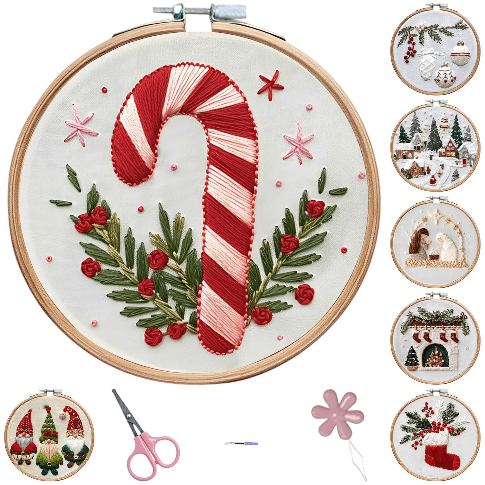 7 Pcs Christmas Embroidery Kit