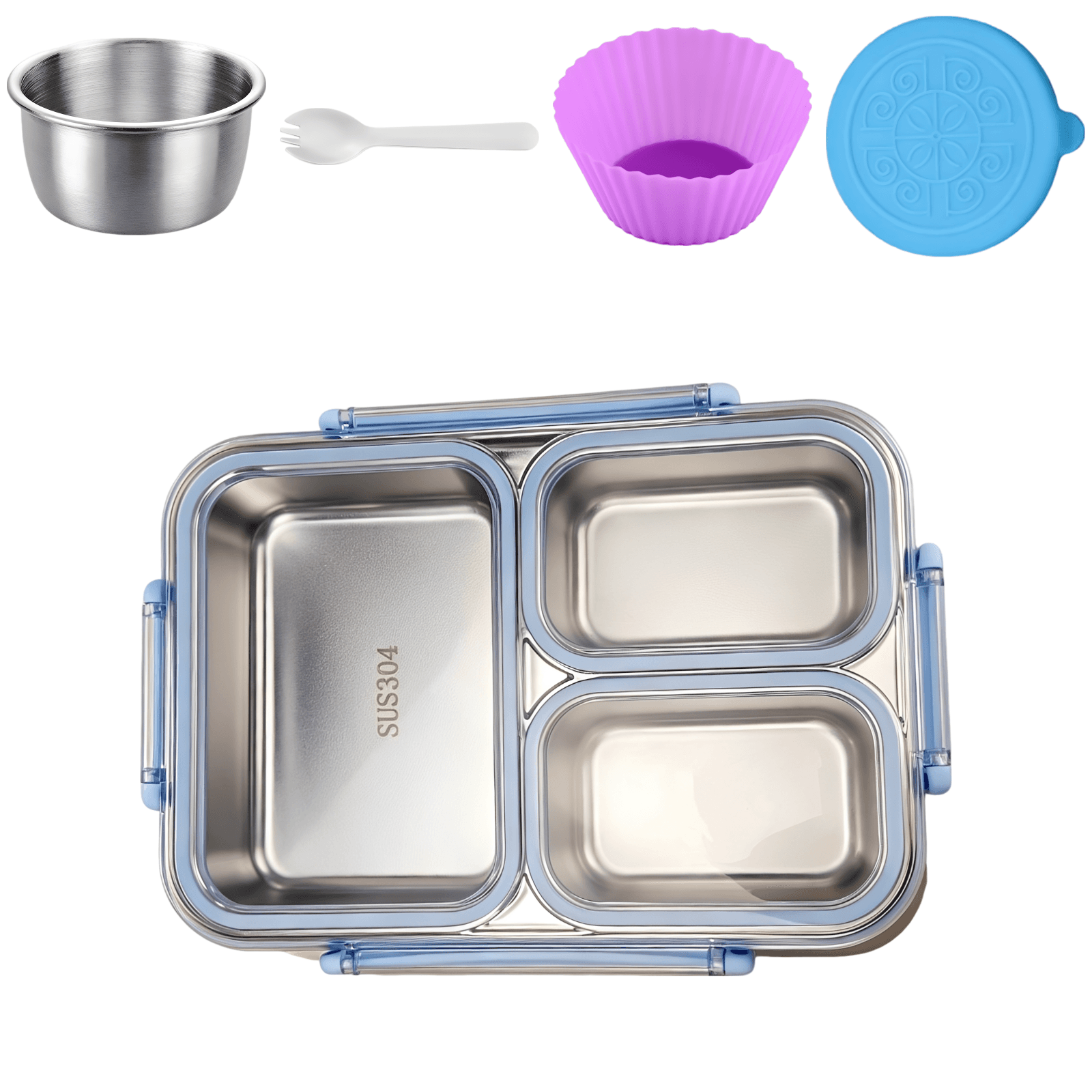 Premium 3-Compartment Stainless Steel Bento Box