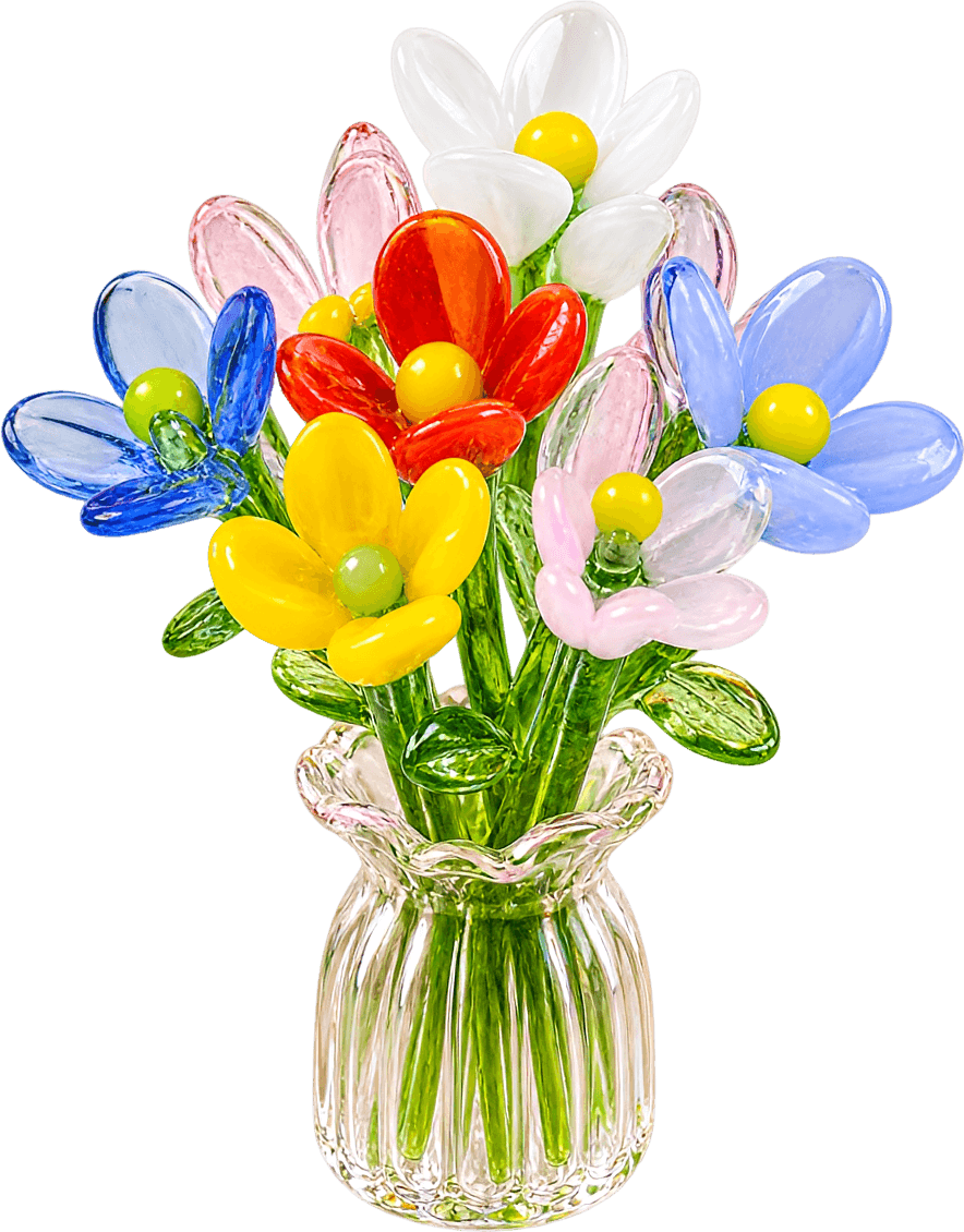 Handcrafted Glass Miniature Flower Decor