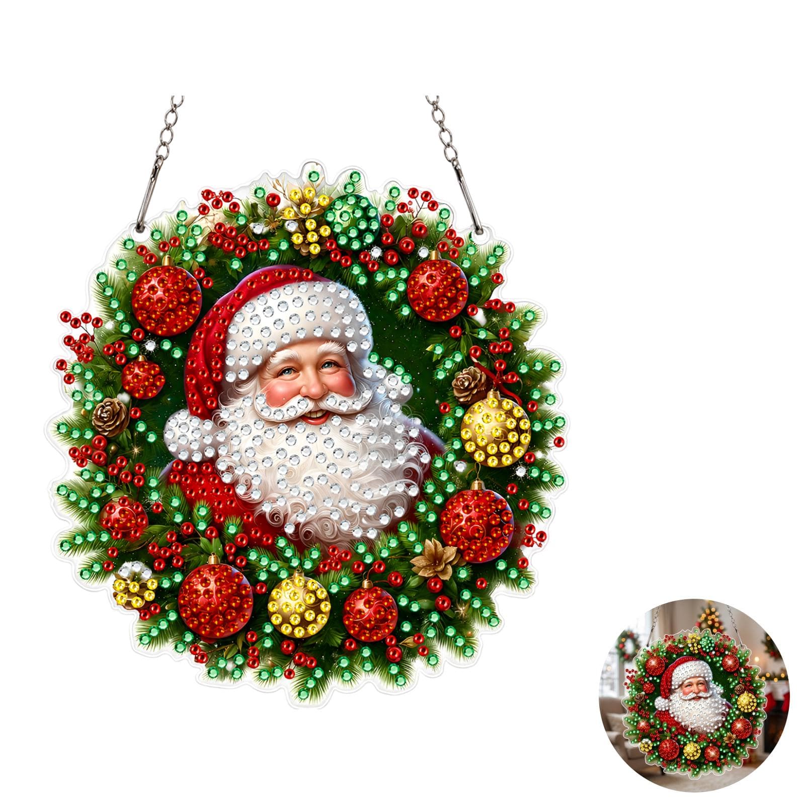 DIY Santa Claus Diamond Painting Wreath